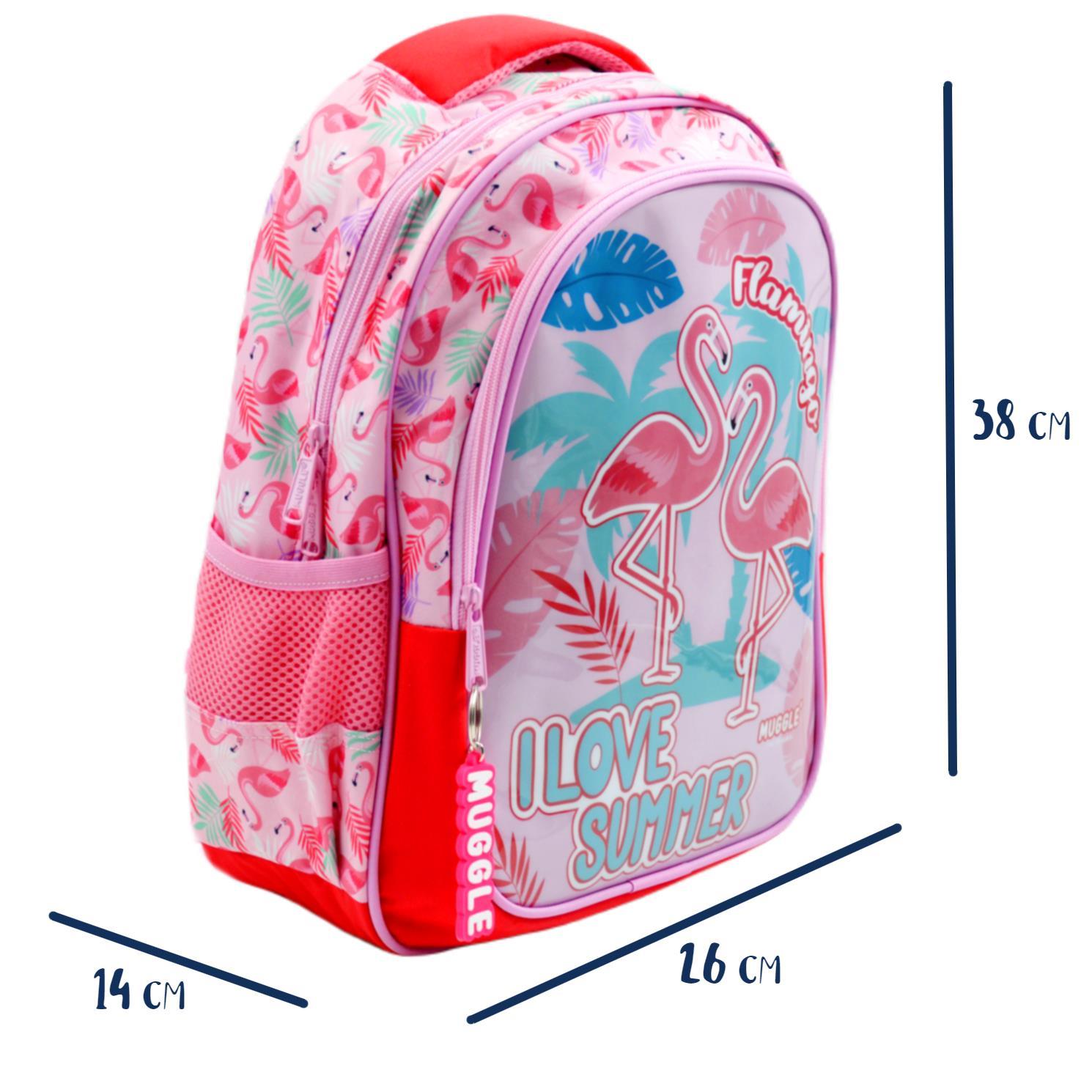 MuggleMuggle 2 Bölmeli Flamingo Pembe Okul Sırt Çantası (MU-7211)