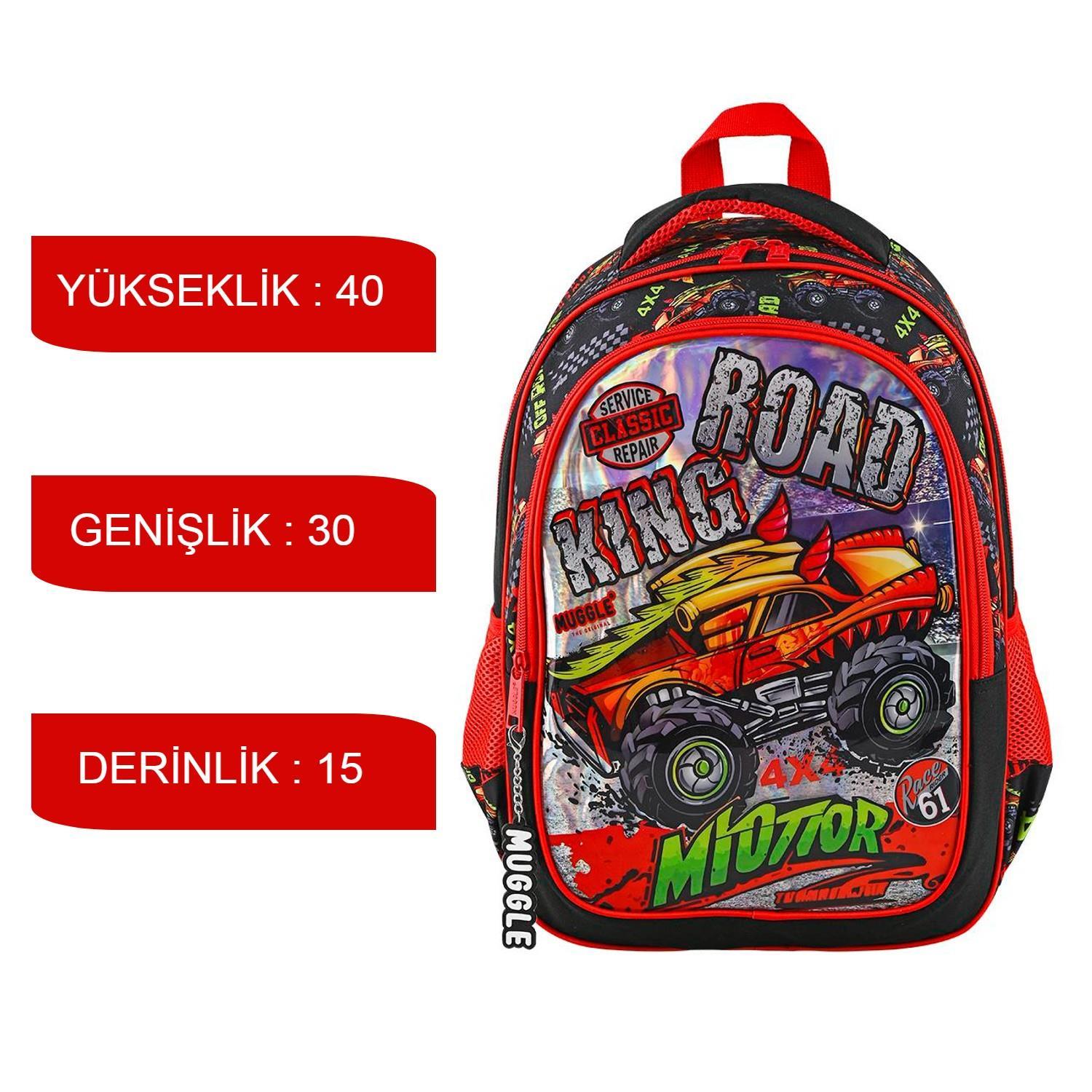 MuggleMuggle 2 Bölmeli King Road Okul Sırt Çantası MU-9128