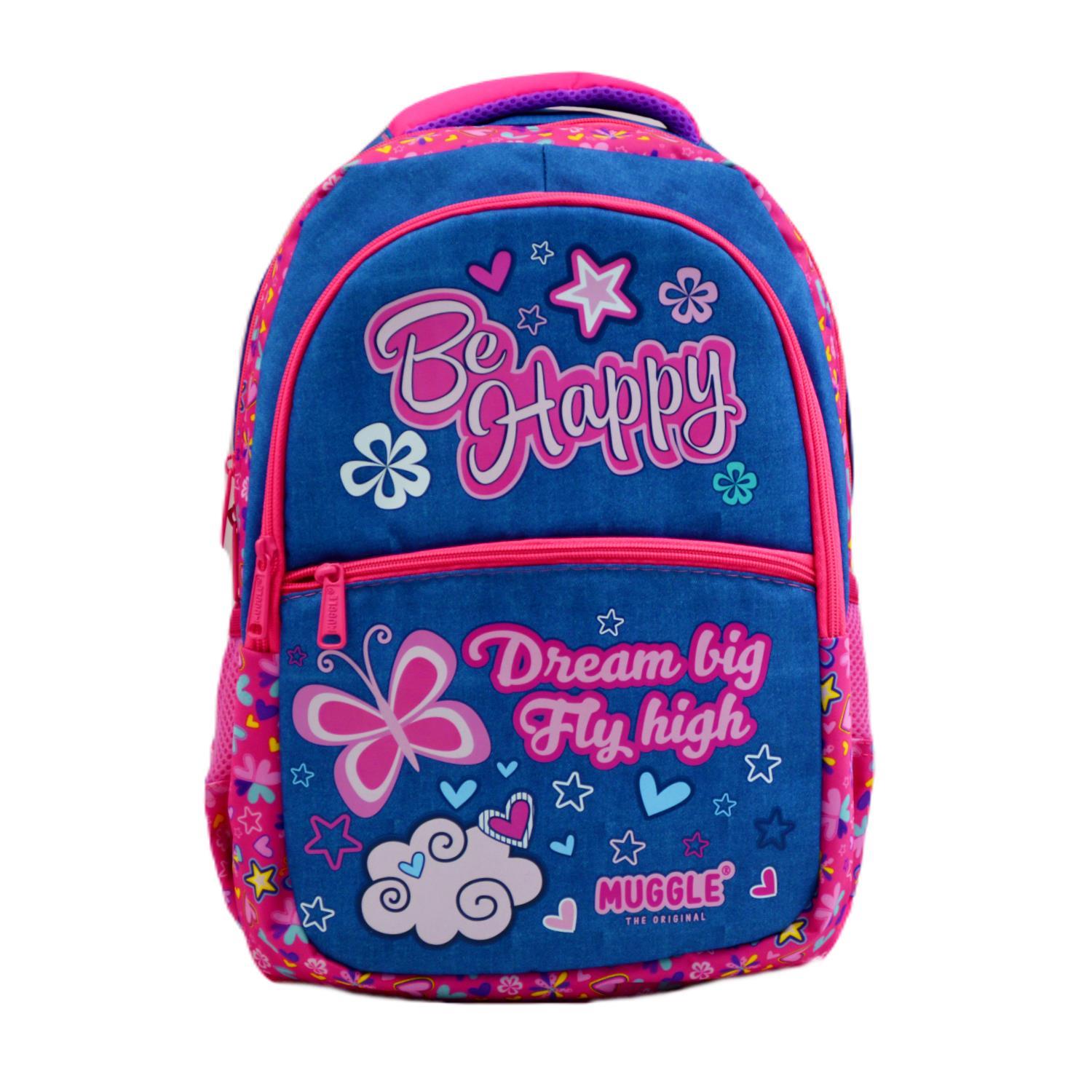 MuggleMuggle 3 Bölmeli Be Happy Okul Sırt Çantası MU-7464