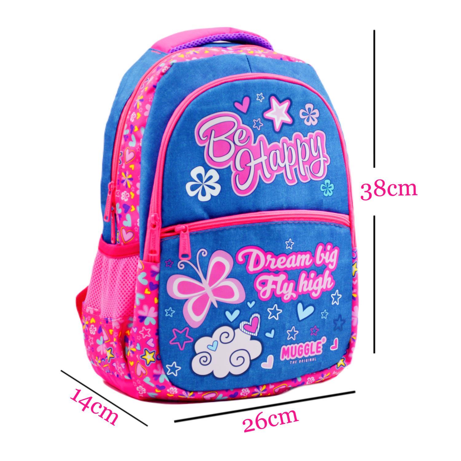 MuggleMuggle 3 Bölmeli Be Happy Okul Sırt Çantası MU-7464