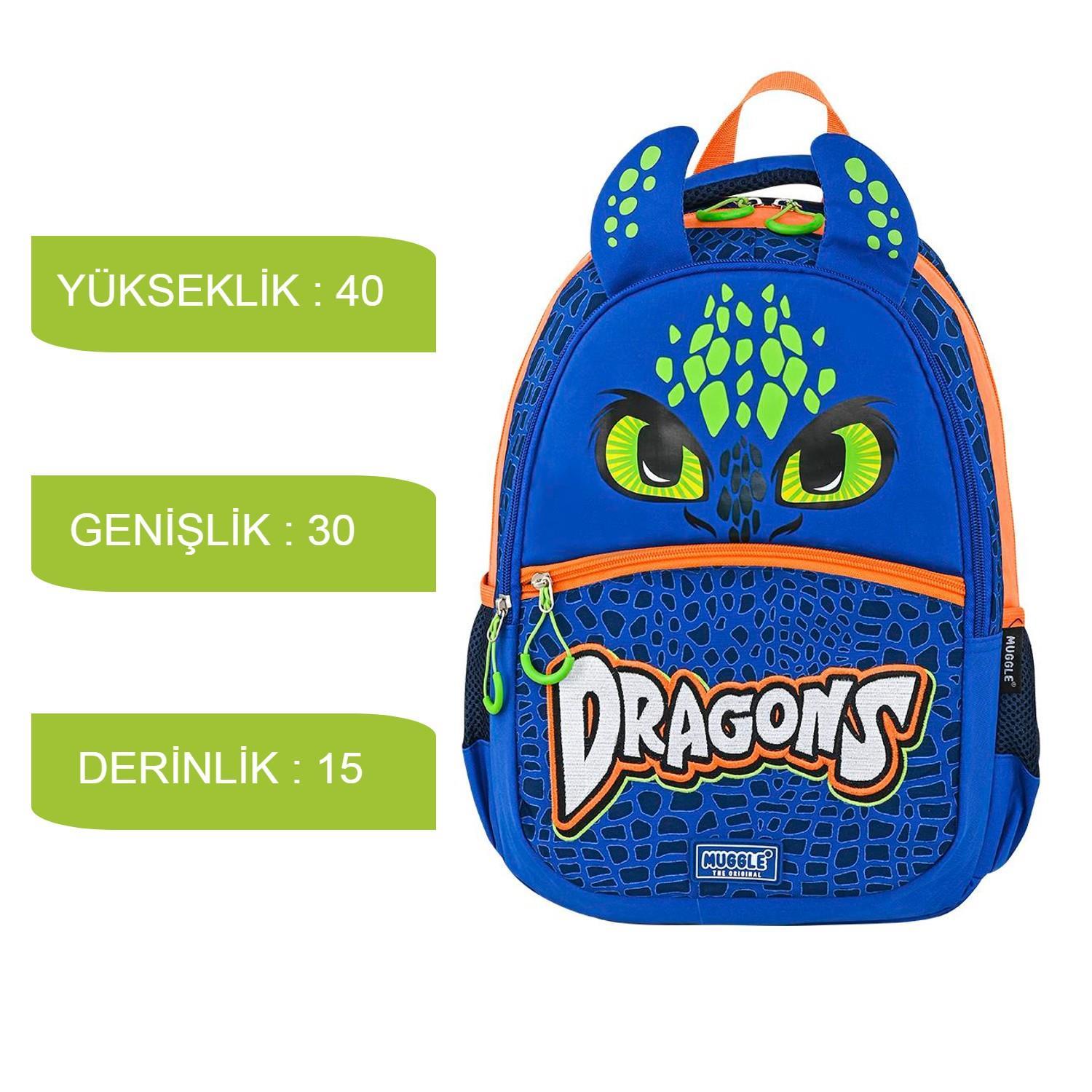 MuggleMuggle 3 Bölmeli Dragons Okul Sırt Çantası+Kalemlik