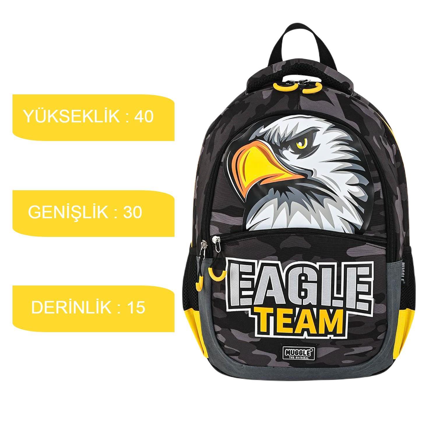 MuggleMuggle 3 Bölmeli Eagle Team Okul Sırt Çantası MU-9156