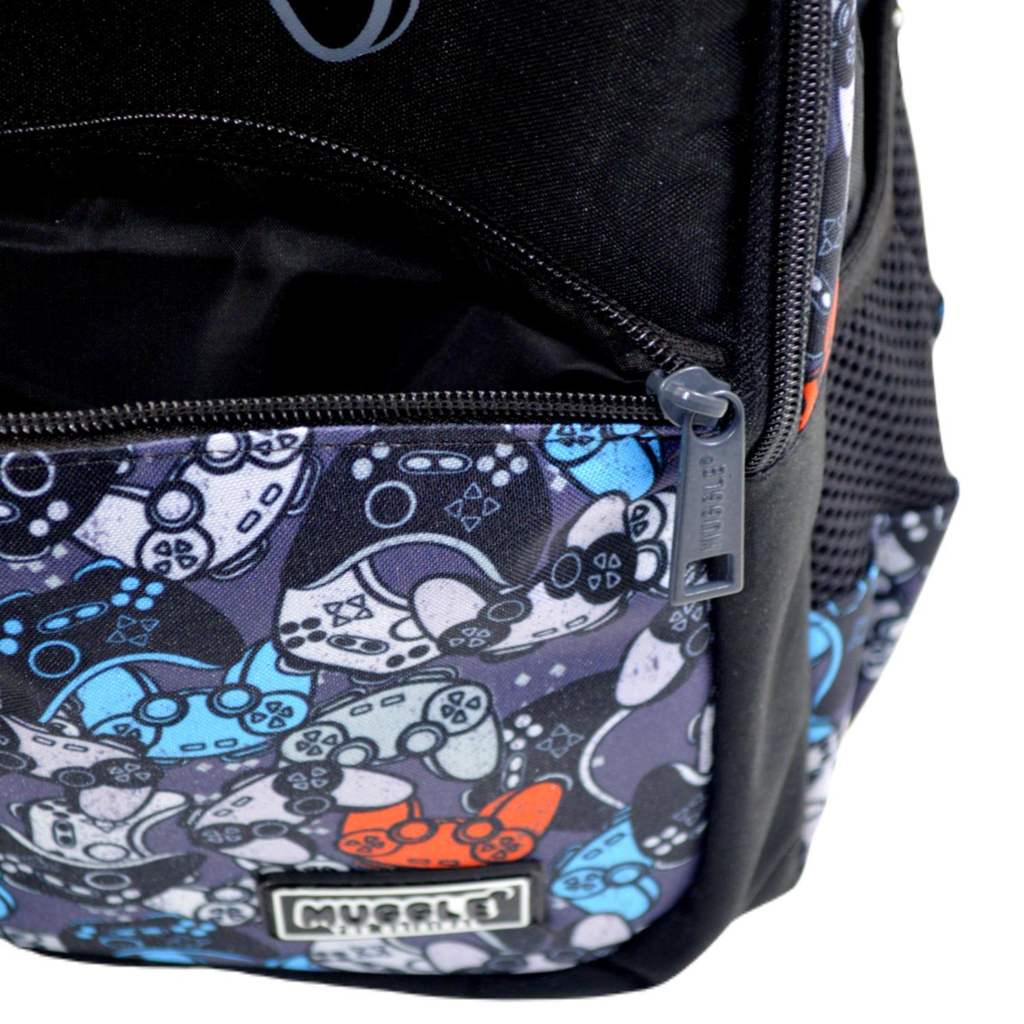 MuggleMuggle 3 Bölmeli Game Over Siyah Okul Sırt Çantası (MU-9383)
