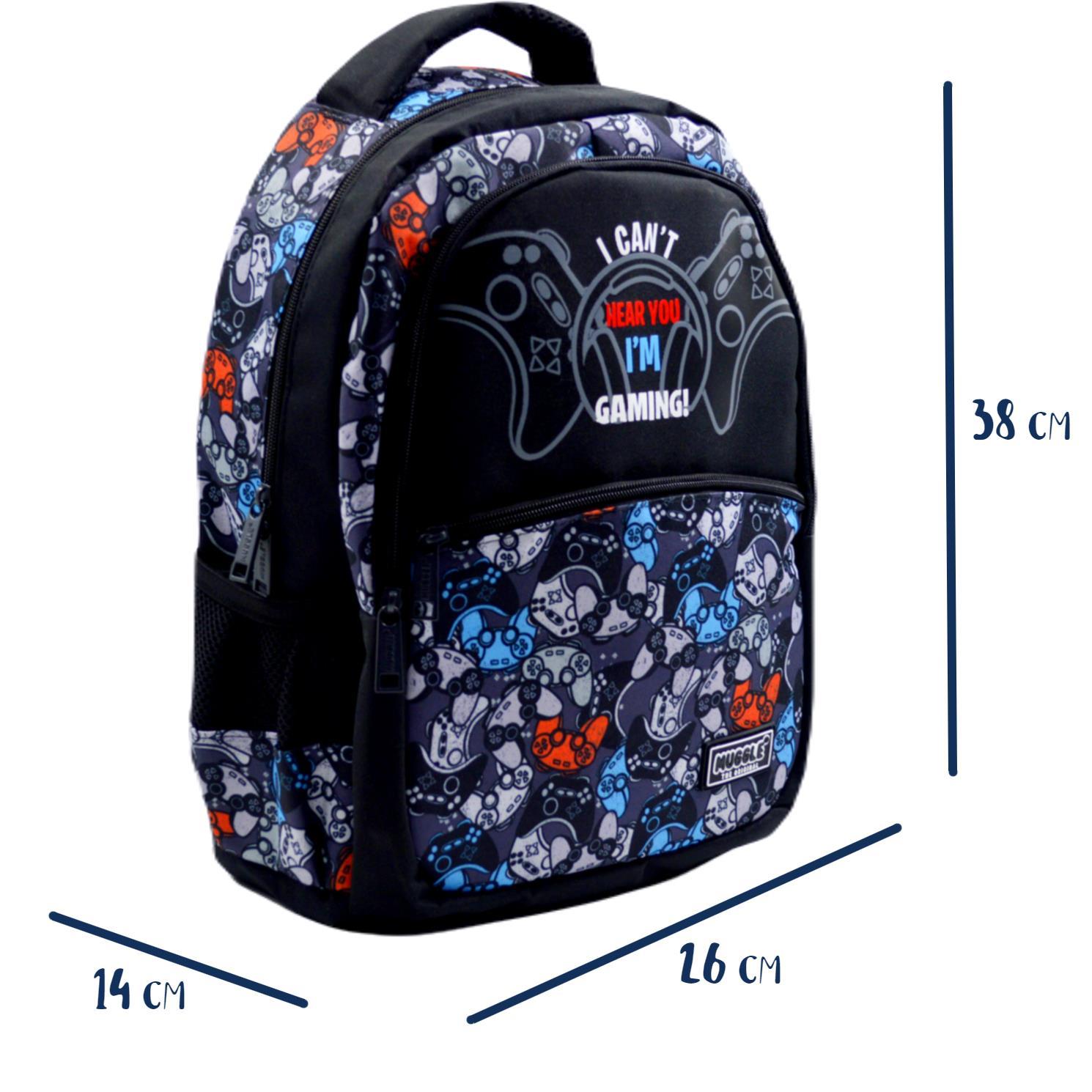 MuggleMuggle 3 Bölmeli Game Over Siyah Okul Sırt Çantası (MU-9383)