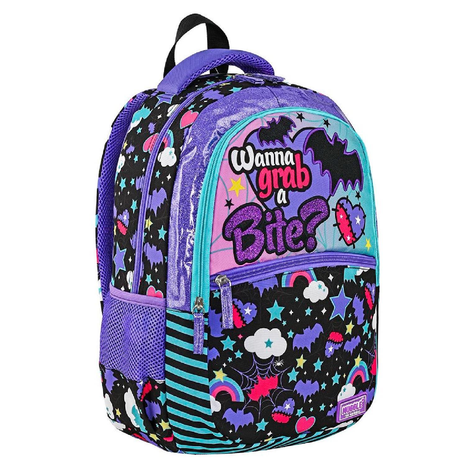 MuggleMuggle 3 Bölmeli Gotik Girl Okul Sırt Çantası Mor MU-9109