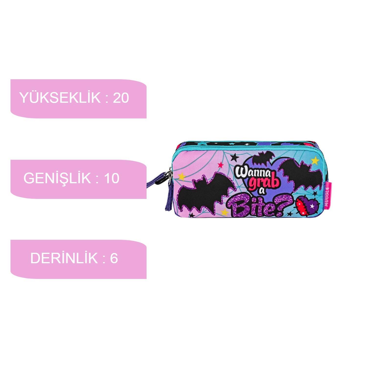 MuggleMuggle 3 Bölmeli Gotik Girl Okul Sırt Çantası+Kalemlik