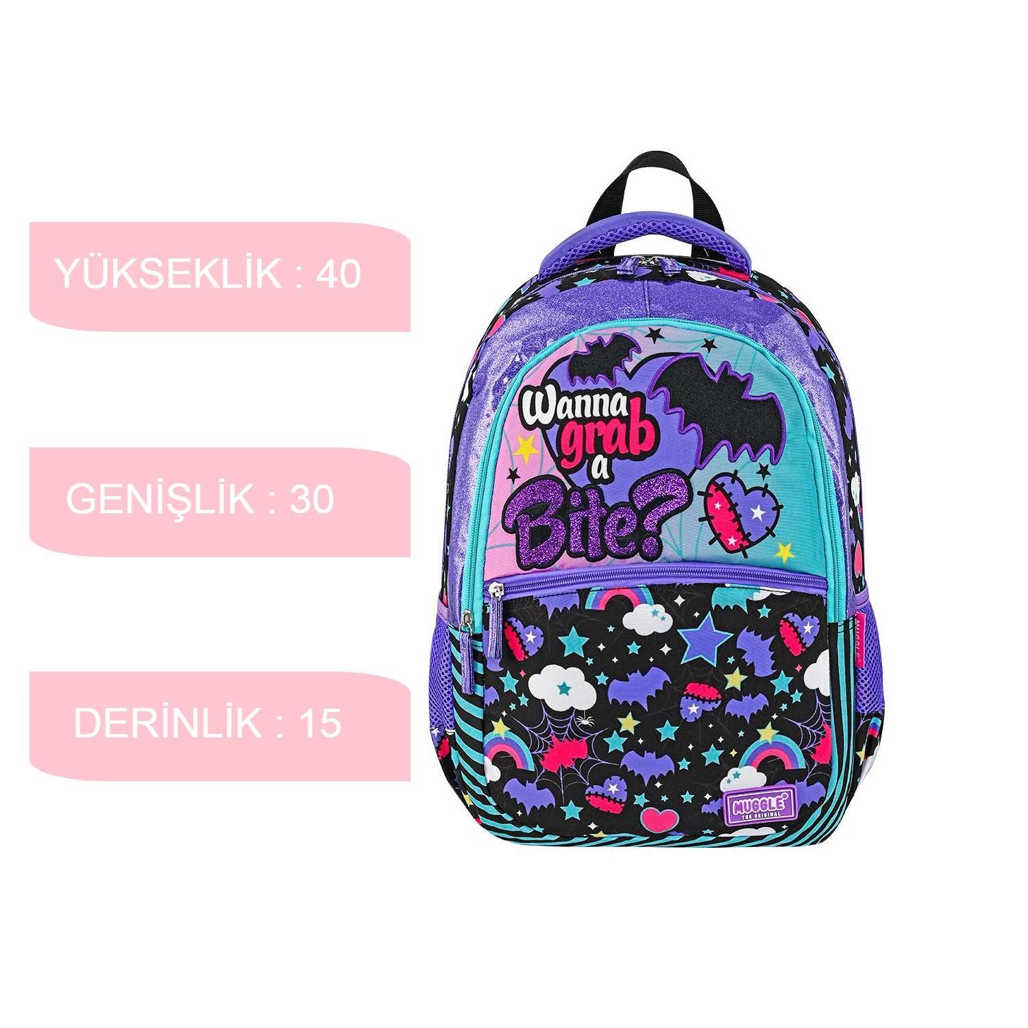 MuggleMuggle 3 Bölmeli Gotik Girl Okul Sırt Çantası+Kalemlik