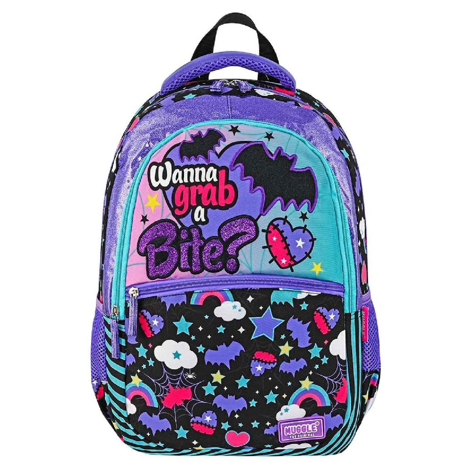 MuggleMuggle 3 Bölmeli Gotik Girl Okul Sırt Çantası Mor MU-9109