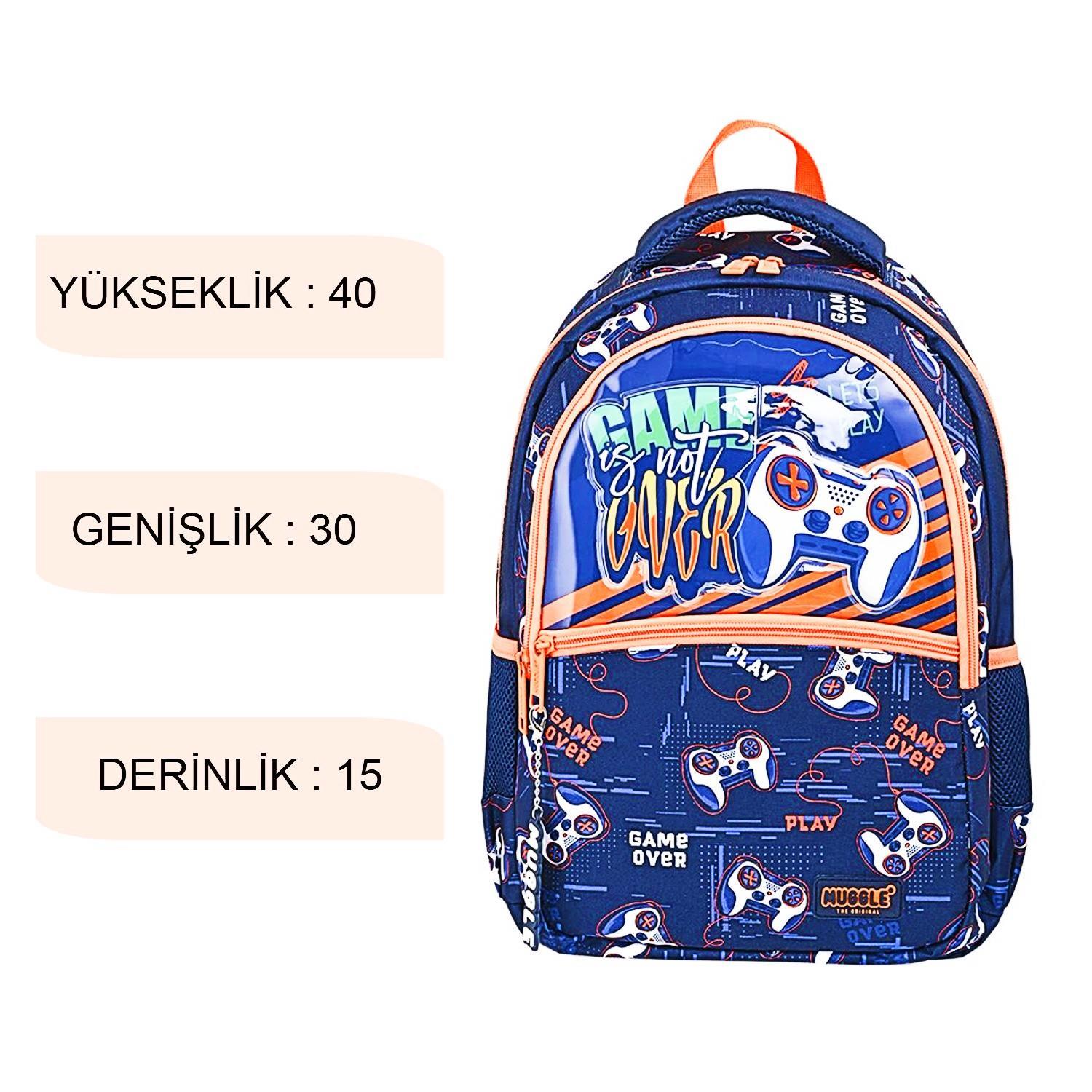MuggleMuggle 3 Bölmeli Lets Play Okul Sırt Çantası MU-9148