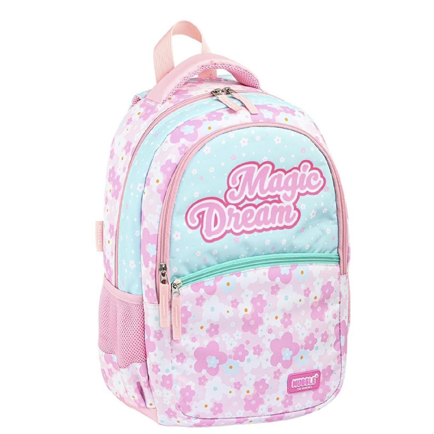 MuggleMuggle 3 Bölmeli Magic Dream Okul Sırt Çantası Pembe (MU-9012)