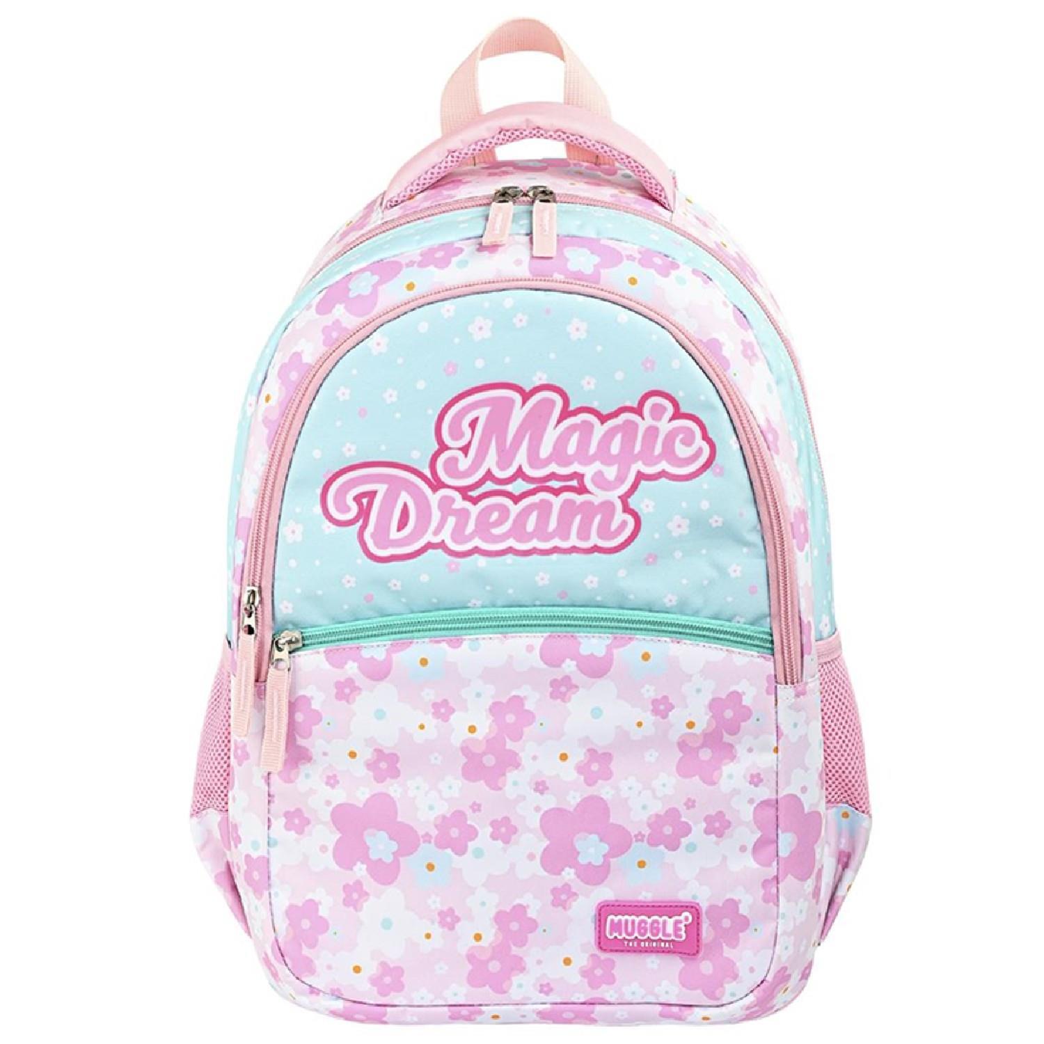 MuggleMuggle 3 Bölmeli Magic Dream Okul Sırt Çantası Pembe (MU-9012)