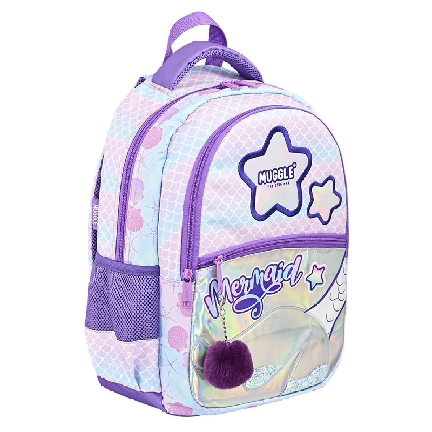 MuggleMuggle 3 Bölmeli Mermaid Okul Sırt Çantası Mor (MU-9026)