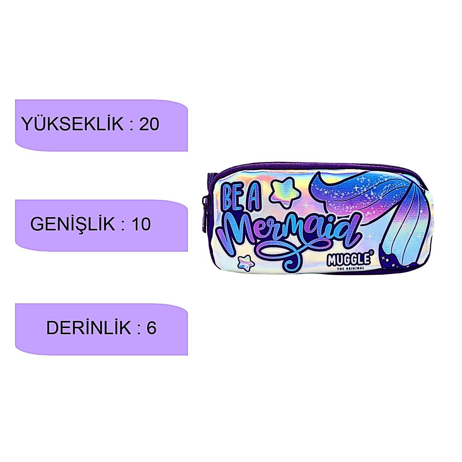 MuggleMuggle 3 Bölmeli Mermaid Okul Sırt Çantası + Kalemlik