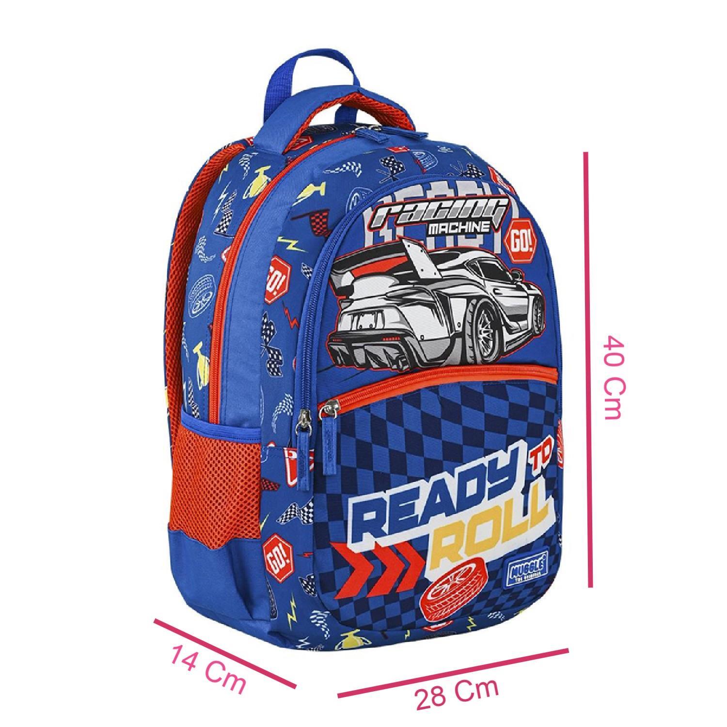 MuggleMuggle 3 Bölmeli Racing Machine Okul Sırt Çantası Lacivert (MU-9152)