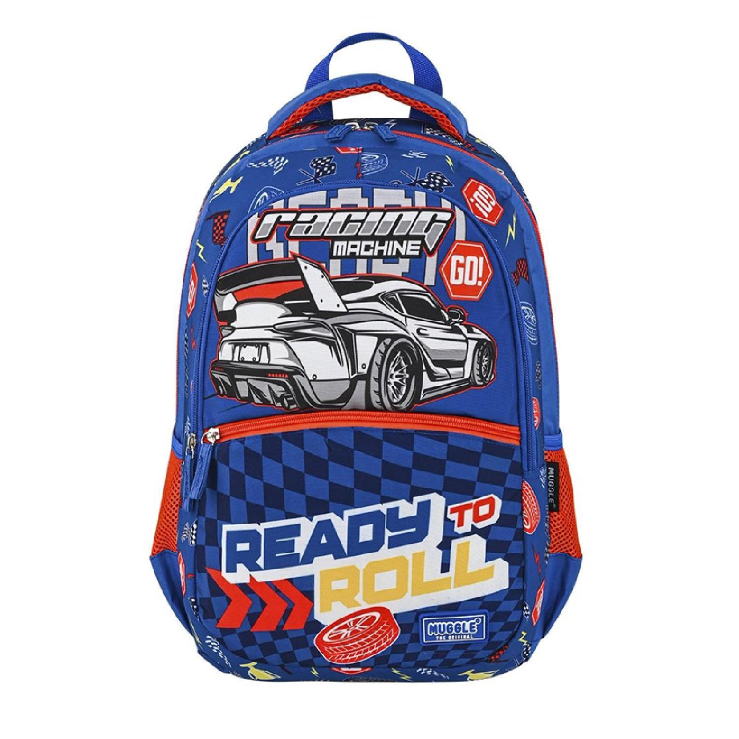 MuggleMuggle 3 Bölmeli Racing Machine Okul Sırt Çantası Lacivert (MU-9152)