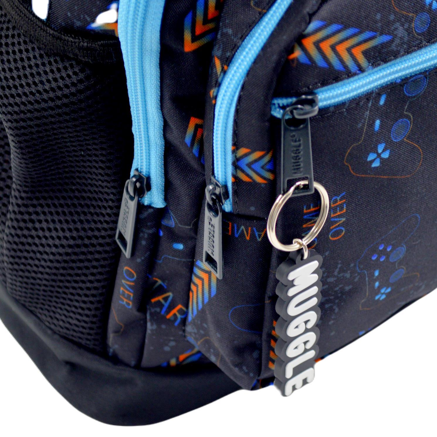 MuggleMuggle 4 Bölmeli Ot Game Over Siyah Okul Sırt Çantası (MU-0389)