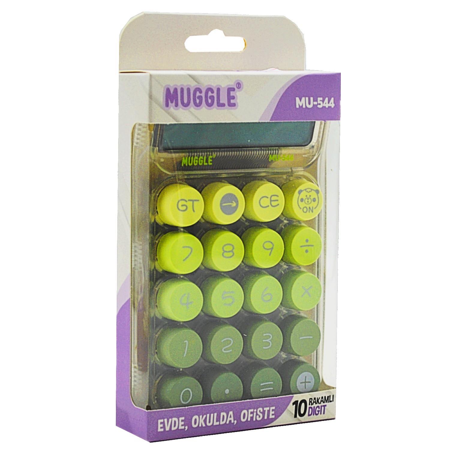 MuggleMuggle MU-544 Masaüstü 10 Haneli Pilli Hesap Makinesi Transparan Yeşil