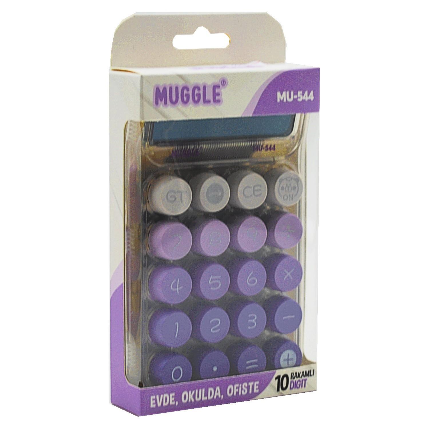 MuggleMuggle MU-544 Masaüstü 10 Haneli Pilli Hesap Makinesi Transparan Mor