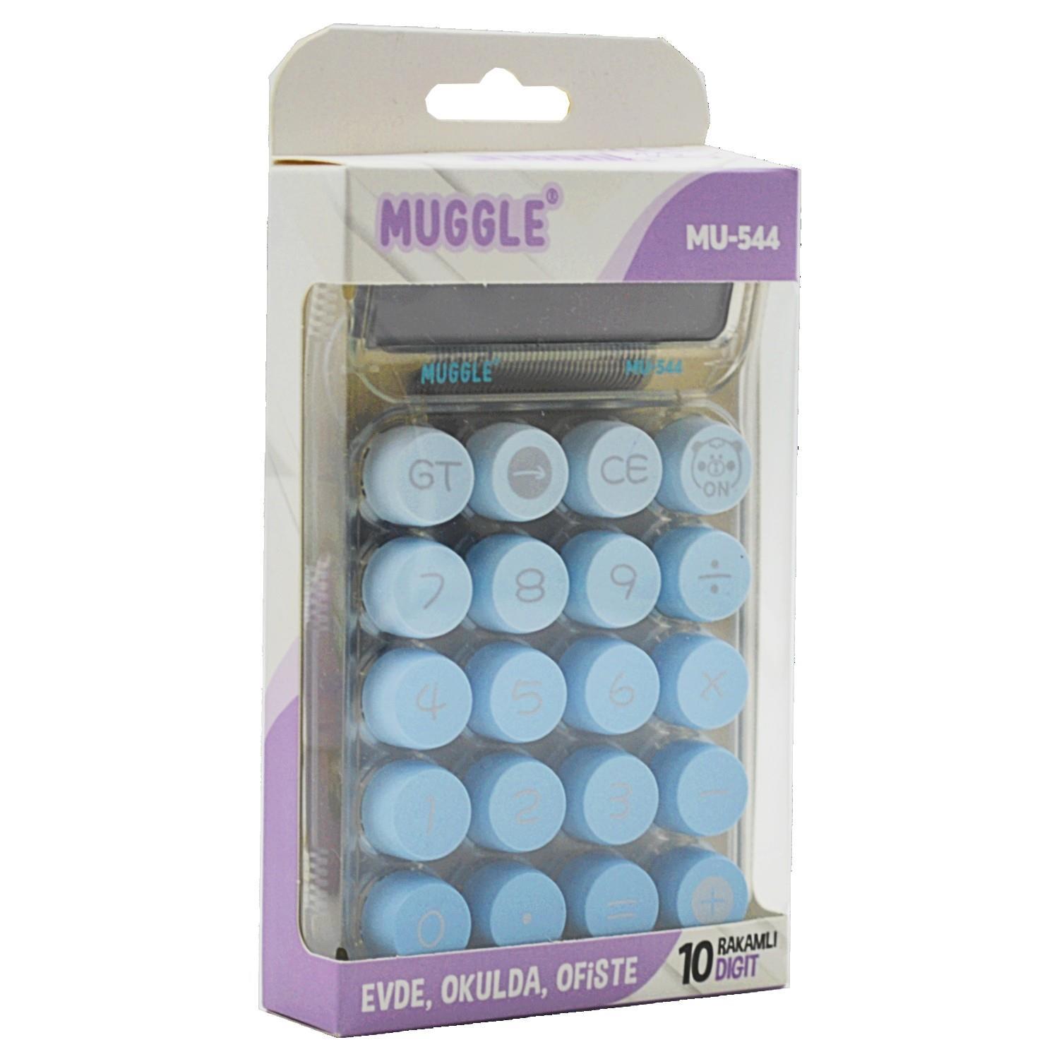 MuggleMuggle MU-544 Masaüstü 10 Haneli Pilli Hesap Makinesi Transparan Mavi