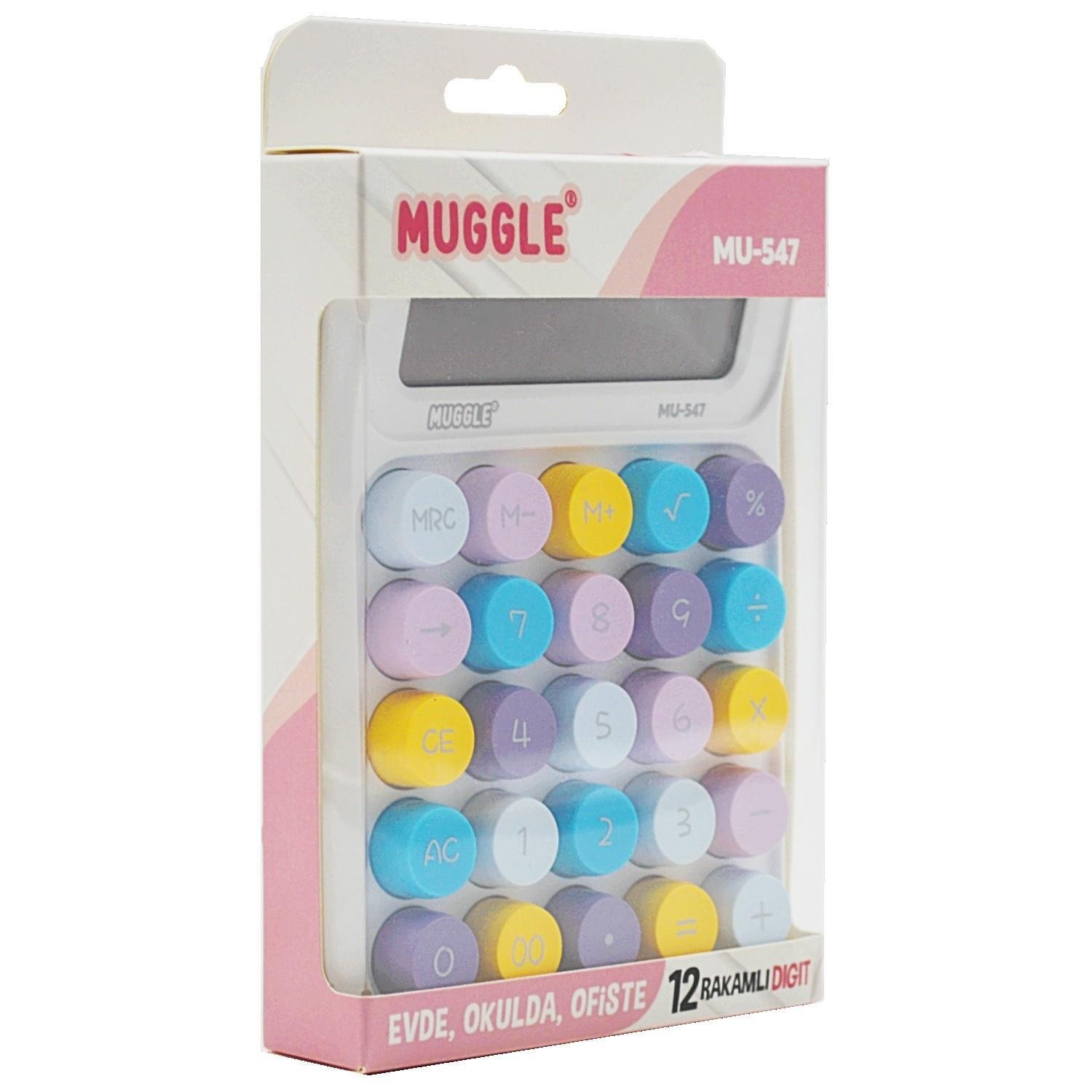 MuggleMuggle MU-547 Masaüstü 12 Haneli Pilli Hesap Makinesi Beyaz 