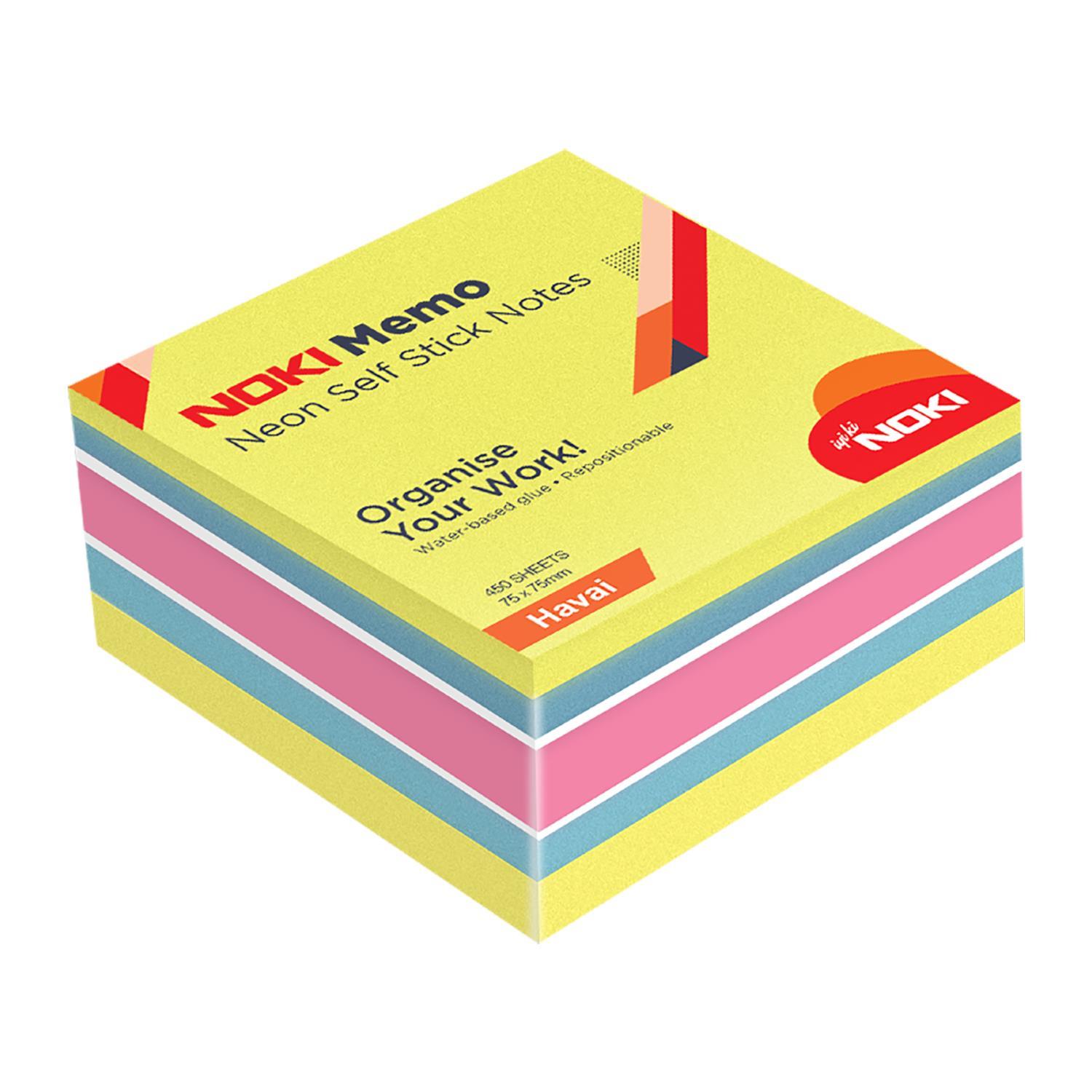 NokiNoki 75x75 Neon Havai Envai Gizemli Ebruli Yapışkanlı Küp Blok 450 sayfa
