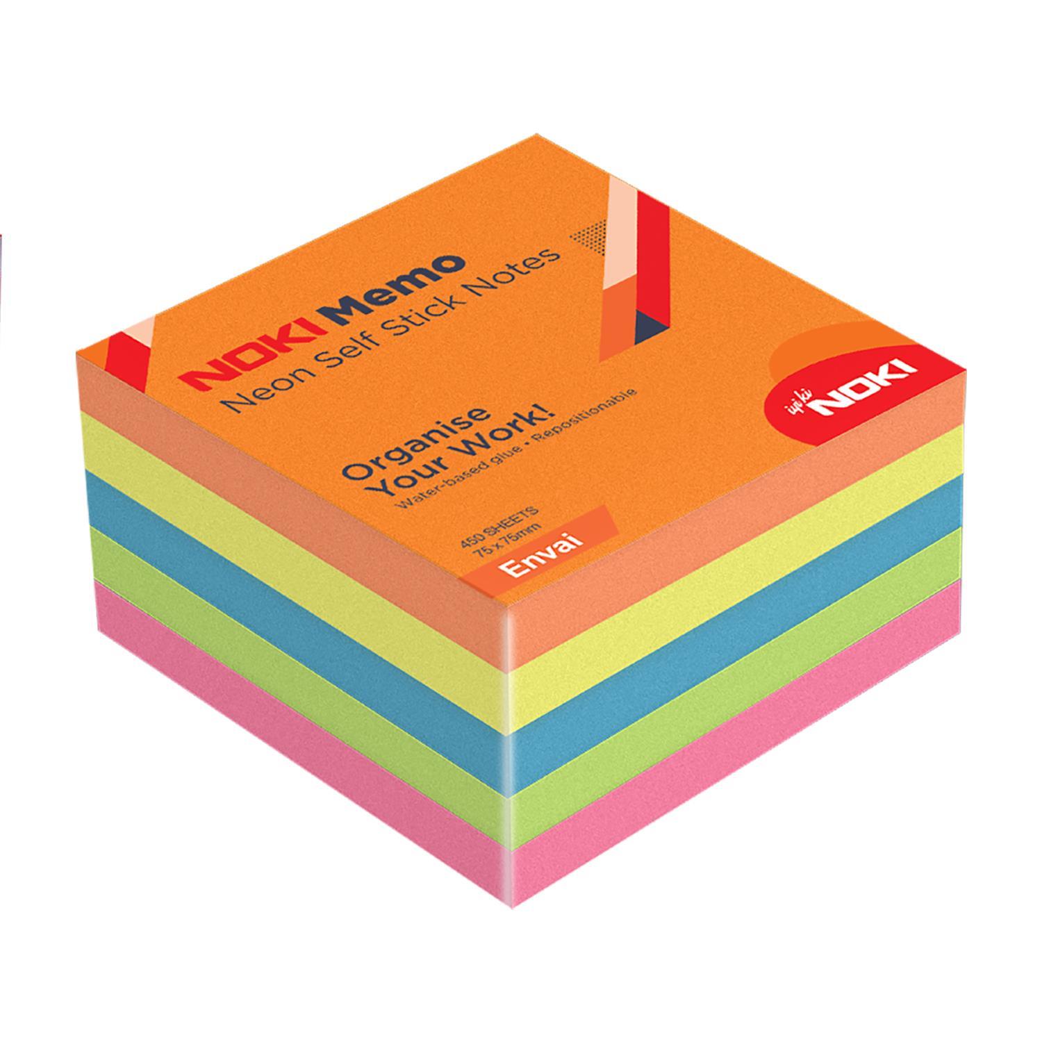 NokiNoki 75x75 Neon Havai Envai Gizemli Ebruli Yapışkanlı Küp Blok 450 sayfa