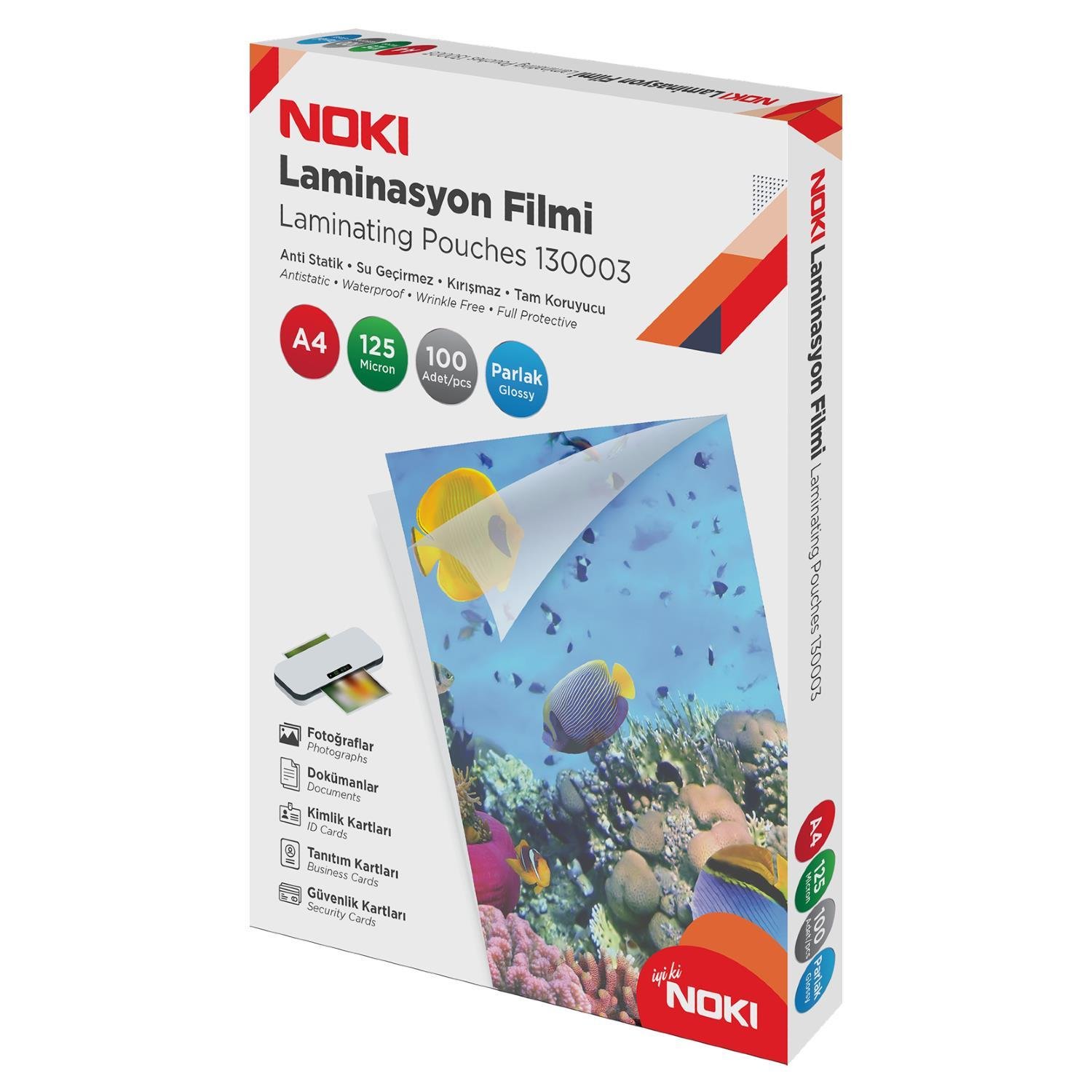 NokiNoki A4 Laminasyon Filmi 125 Mikron 100'lü Paket 130003