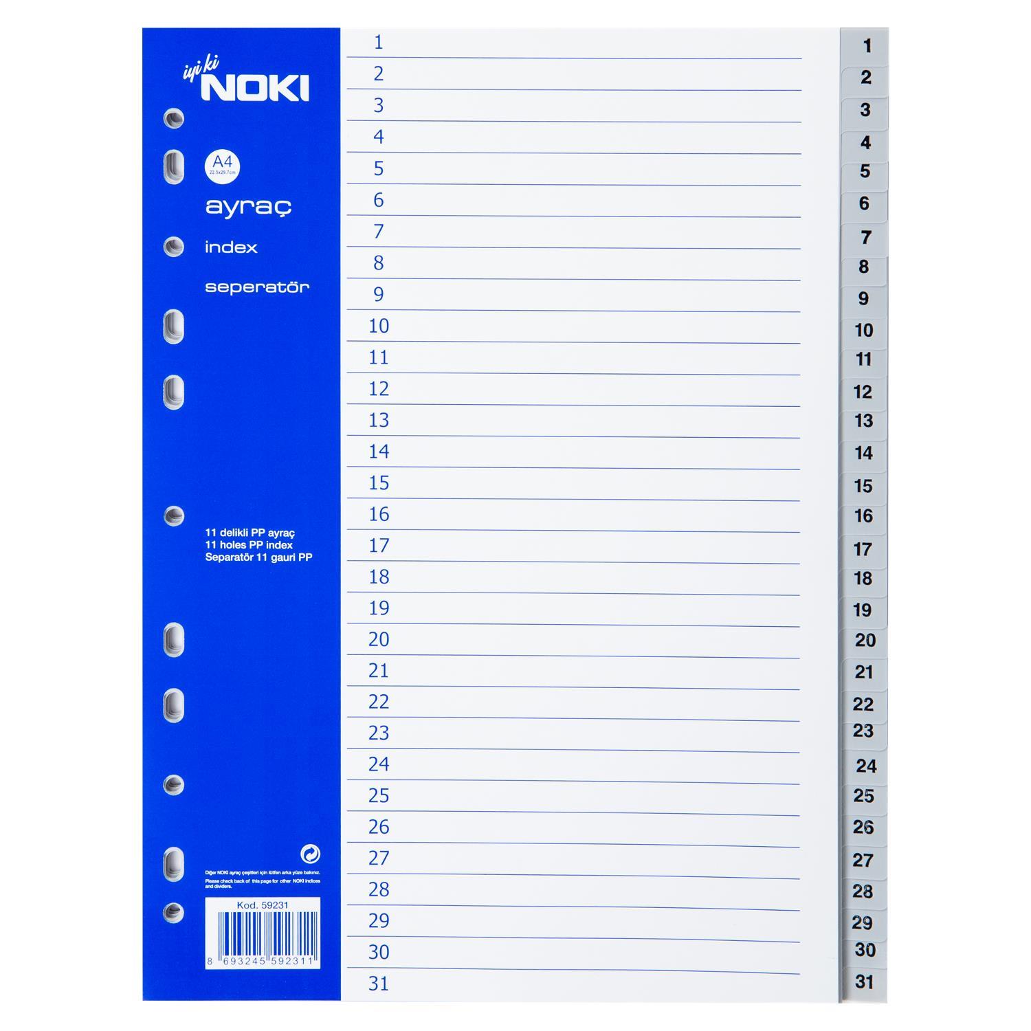 NokiNoki Ayraç 1-31 Rakamlı (59231)