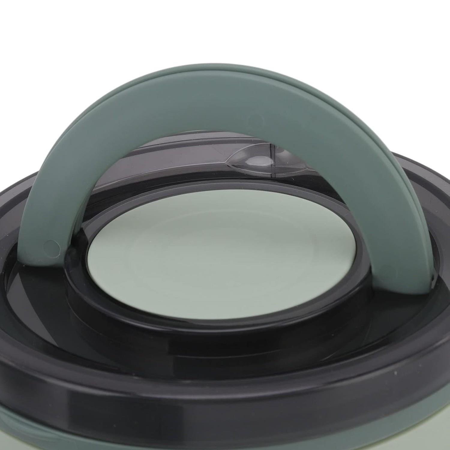 NokiNoki Çift Katlı Taşıma Kulplu Paslanmaz Çelik Yuvarlak Beslenme Kabı 1600 ml (T0135) Haki