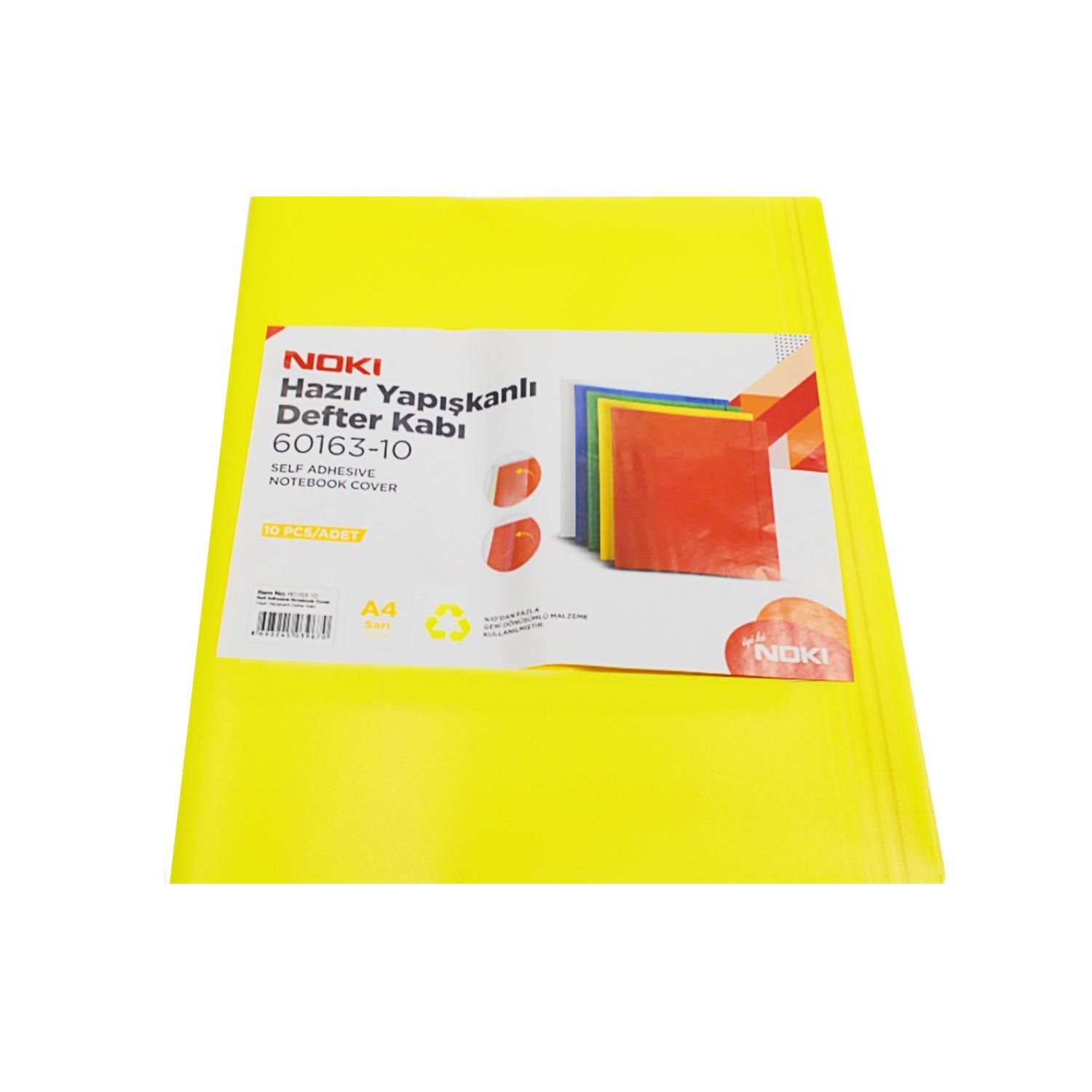 NokiNoki Hazır Yapışkanlı Defter Kabı A4 10lu Sarı 60163-10