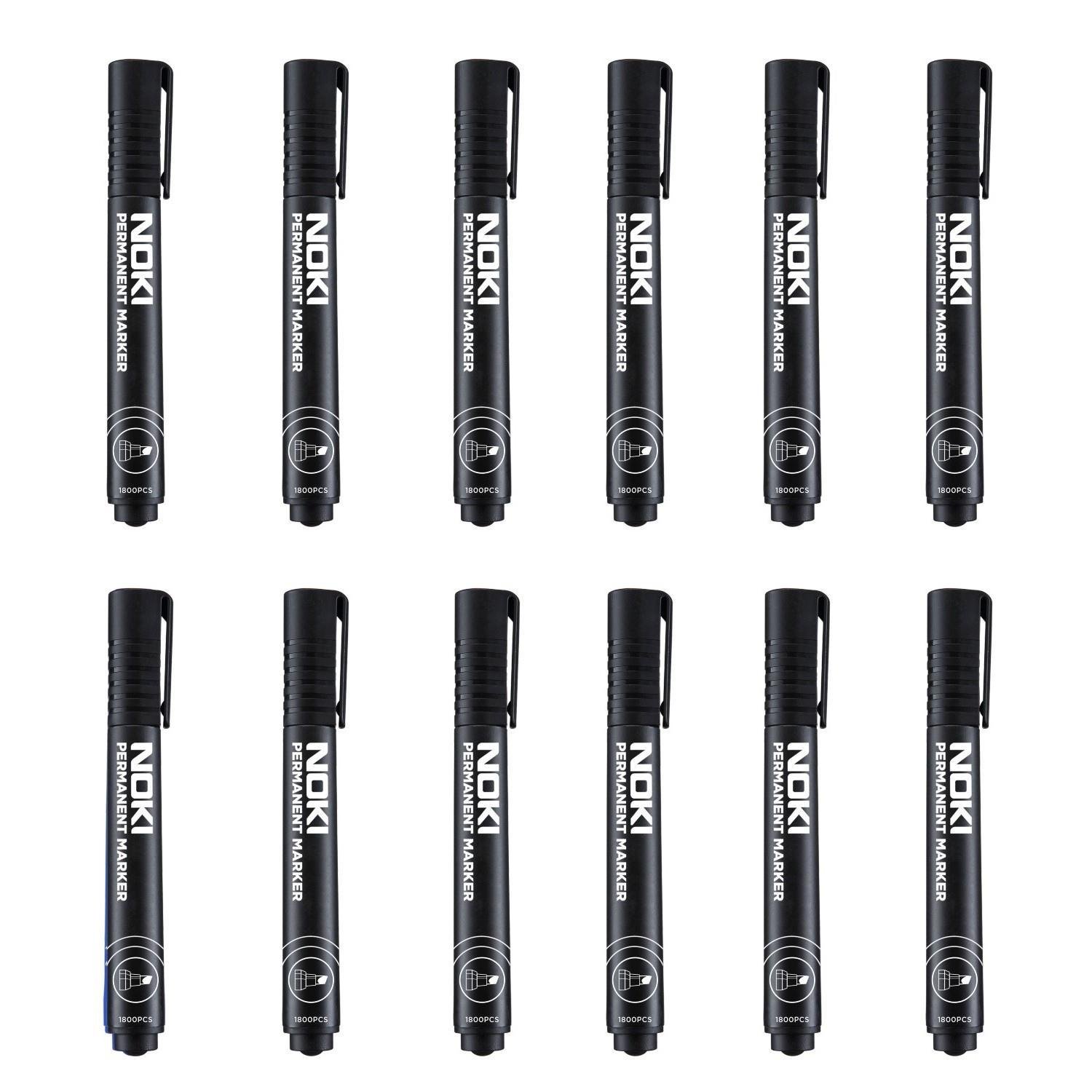 NokiNoki Permanent Markör Kesik Uçlu Koli Kalemi 12 Adet Siyah