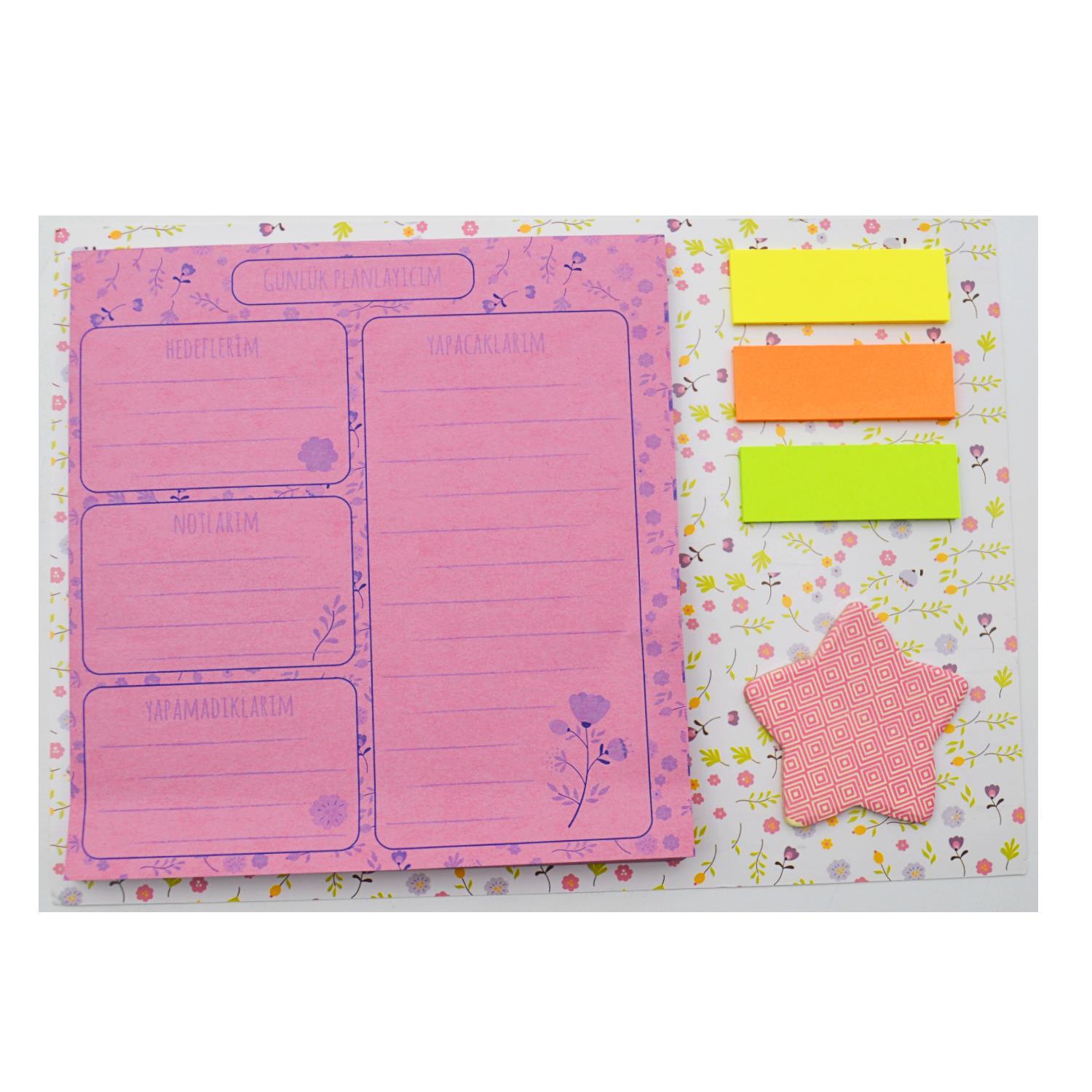 NOTYAZNot Yaz 135x135 mm 40 Yaprak Renkli Çiçek Desenli Günlük Planlayıcı (MP-6120)