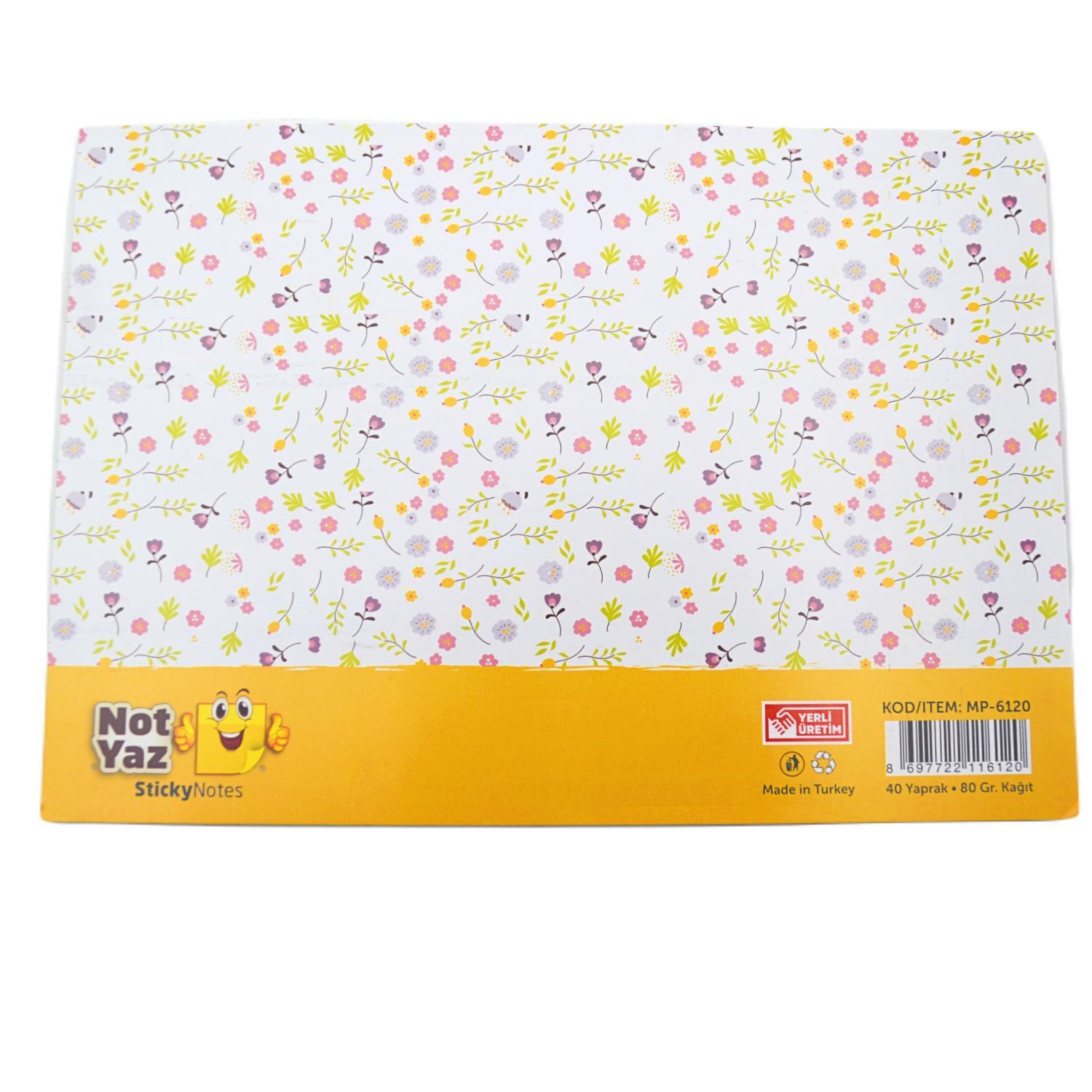 NOTYAZNot Yaz 135x135 mm 40 Yaprak Renkli Çiçek Desenli Günlük Planlayıcı (MP-6120)