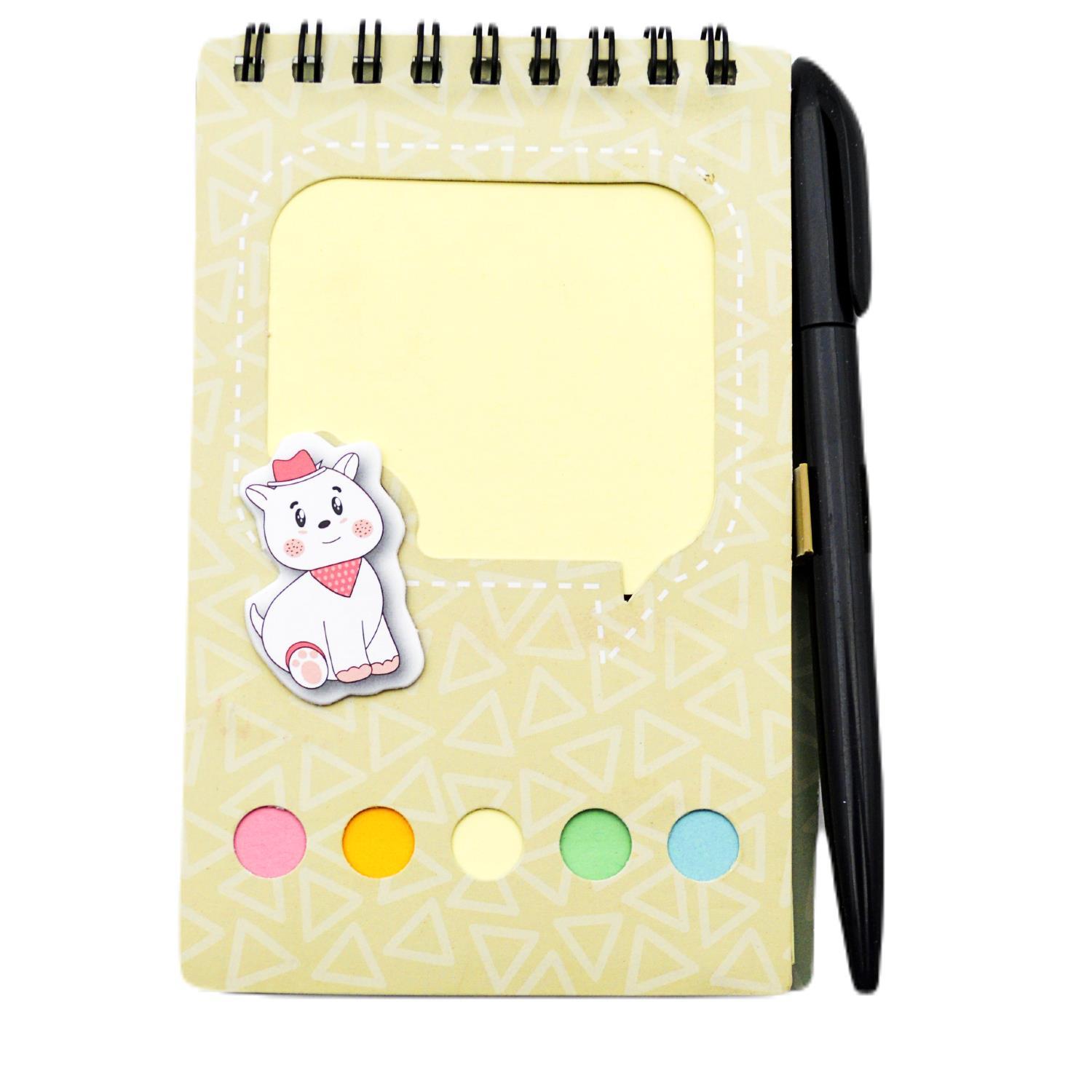 NOTYAZNot Yaz 8x13 Sevimli Cep Set Kalem+5 Renk Kağıt Ayraç Bloknot Pastel Pembe(SCS-0257)