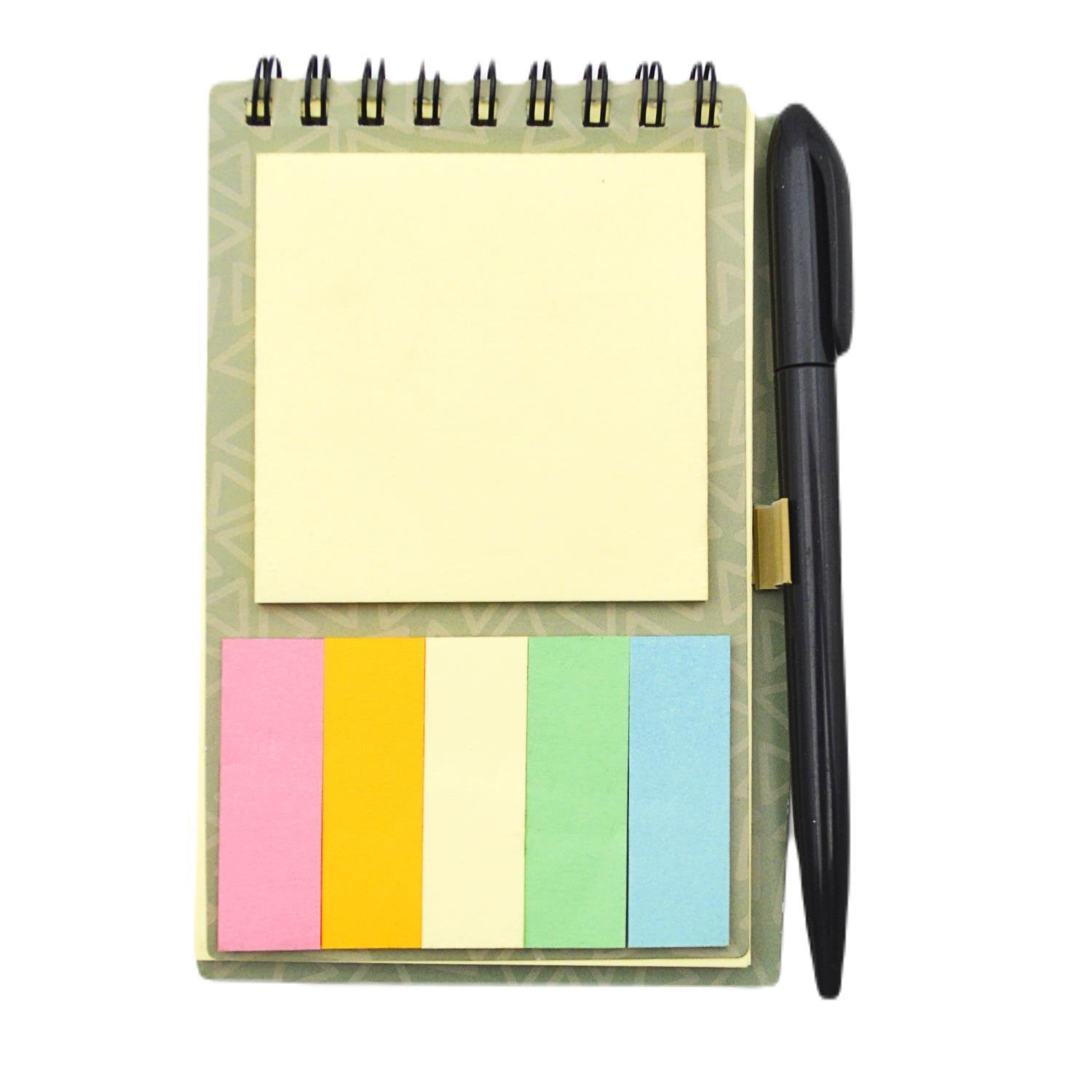 NOTYAZNot Yaz 8x13 Sevimli Cep Set Kalem+5 Renk Kağıt Ayraç Bloknot Pastel Yeşil (SCS-0264)