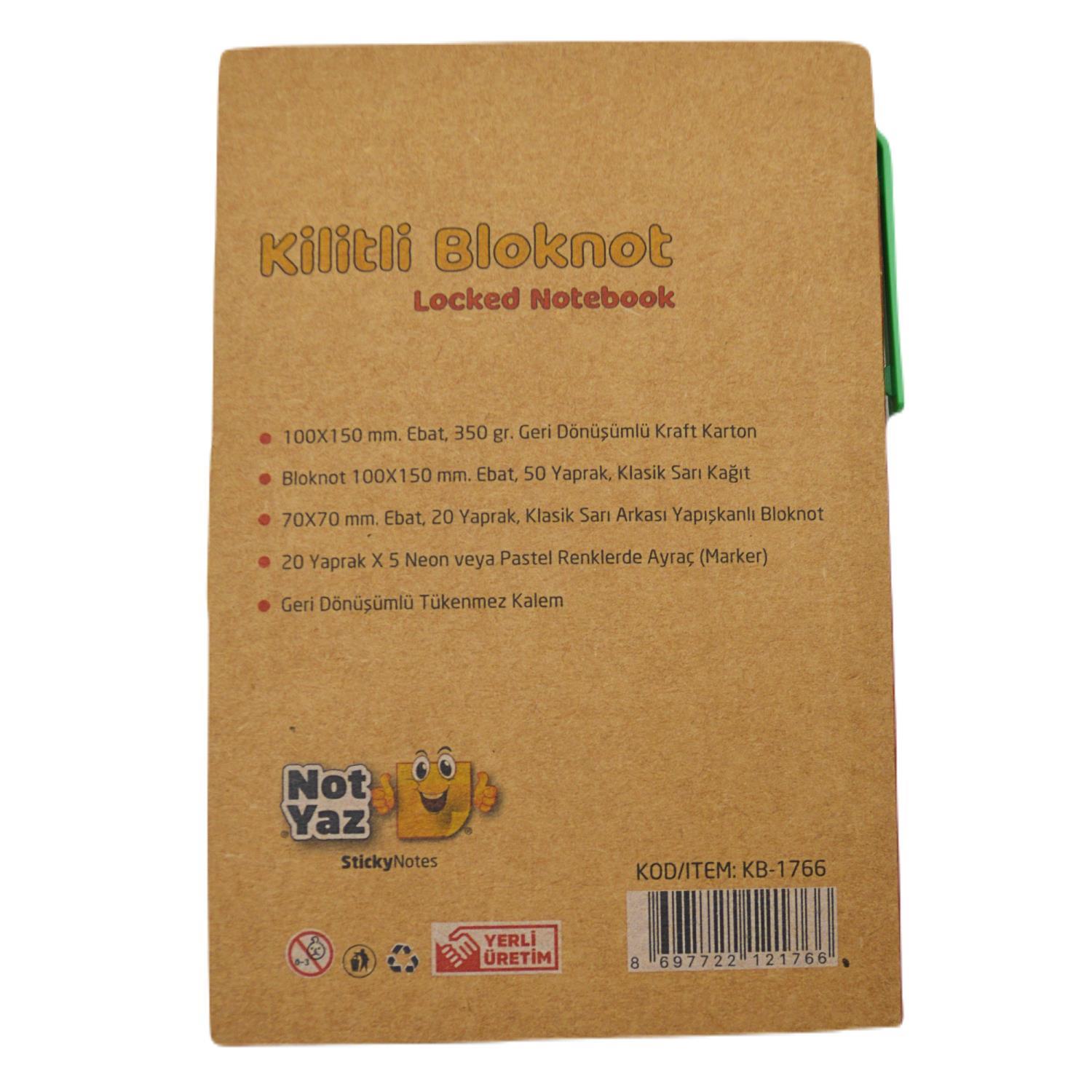 NOTYAZNotYaz 100x150 Never Give Up 50 Yaprak Kilitli Kraft Bloknot (KB-1742)