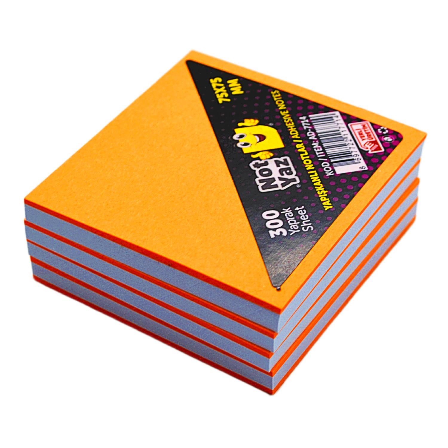 NOTYAZNotYaz 75x75 300 Yaprak Yapışkanlı Küp Not 300 Yaprak Turuncu-Beyaz (AD-7714)