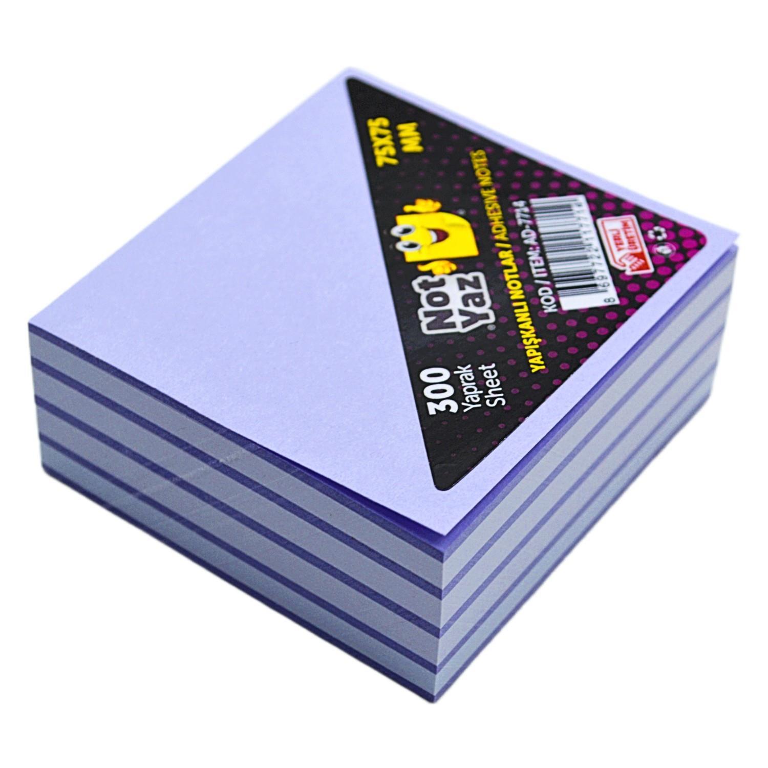 NOTYAZNotYaz 75x75  Yapışkanlı Küp Not 300 Yaprak Lila-Beyaz (AD-7714)