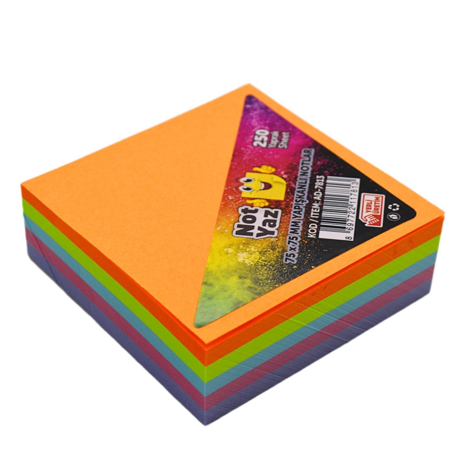 NOTYAZNotYaz 75x75 Yapışkanlı Küp Not 5 Renk 250 Yaprak (AD-7813)