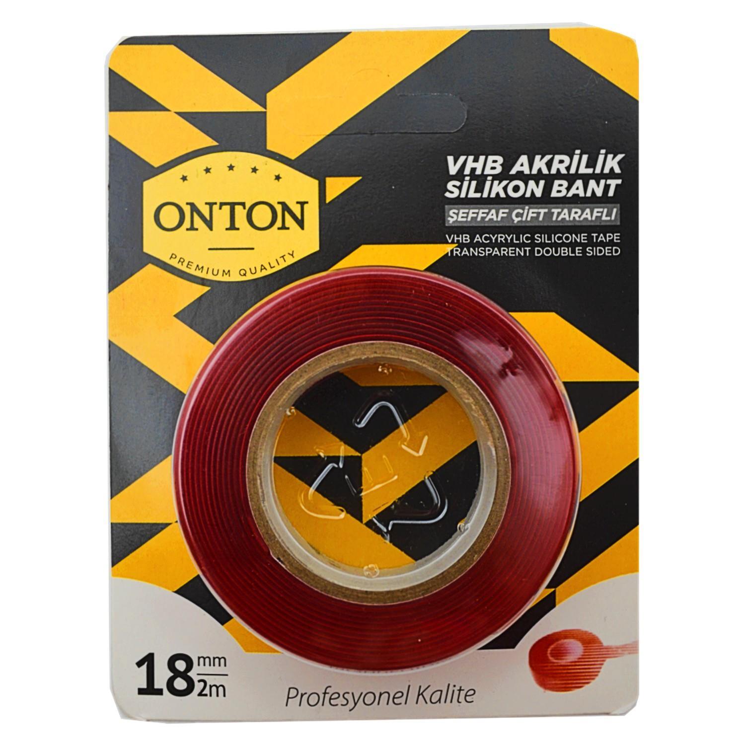OntonOnton Çift Taraflı Akrilik Silikon Bant 18X2 Cm 1 Adet