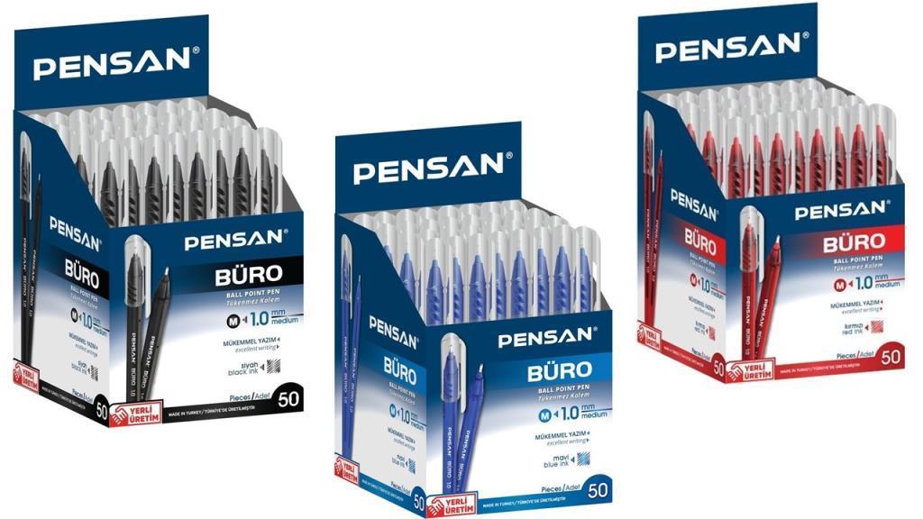 PENSANPensan Büro 50 Li Tükenmez Kalem Mavi Siyah Kırmızı Seçenekli