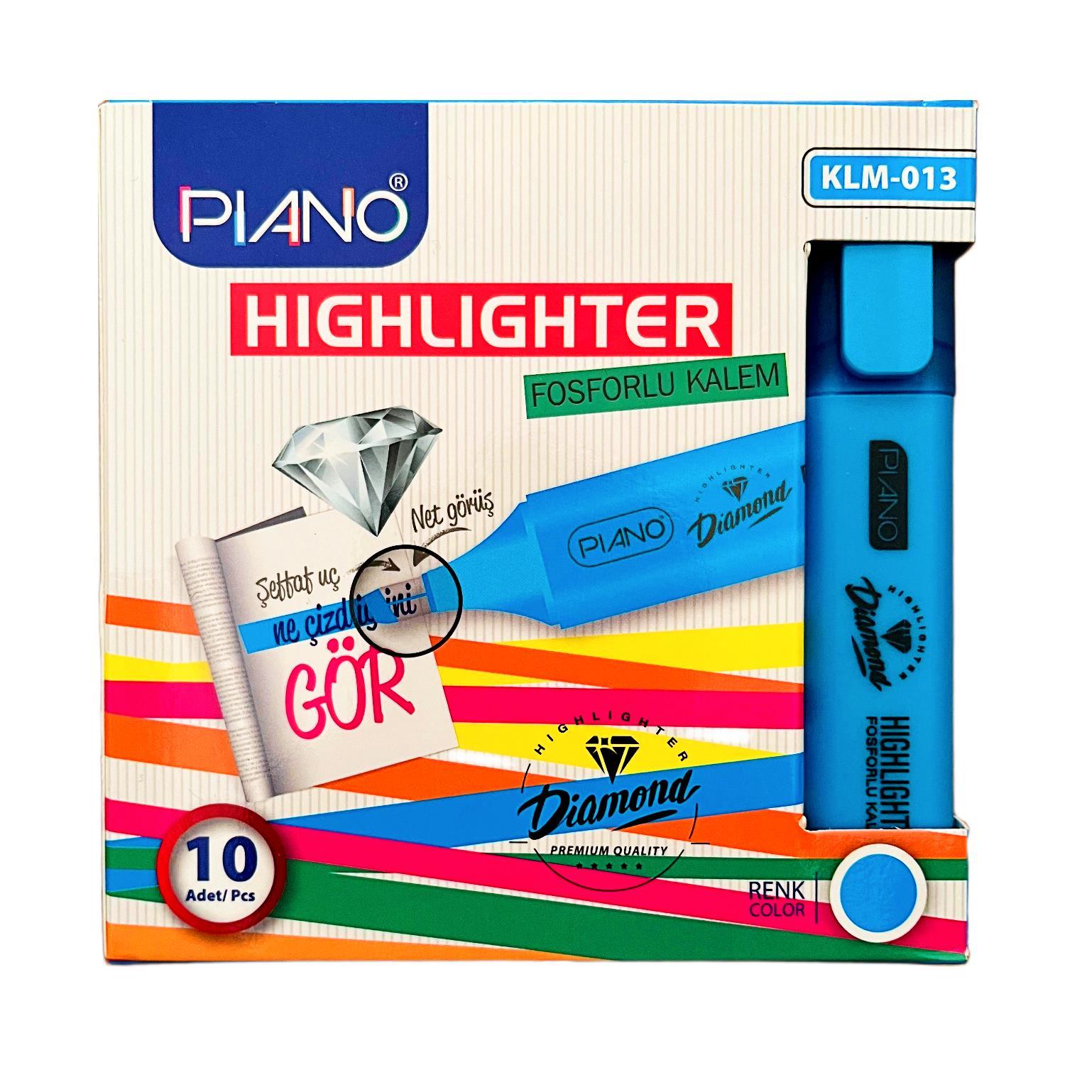 PianoPiano Diamond Fosforlu Kalem Mavi (KLM-013) 10 Adet