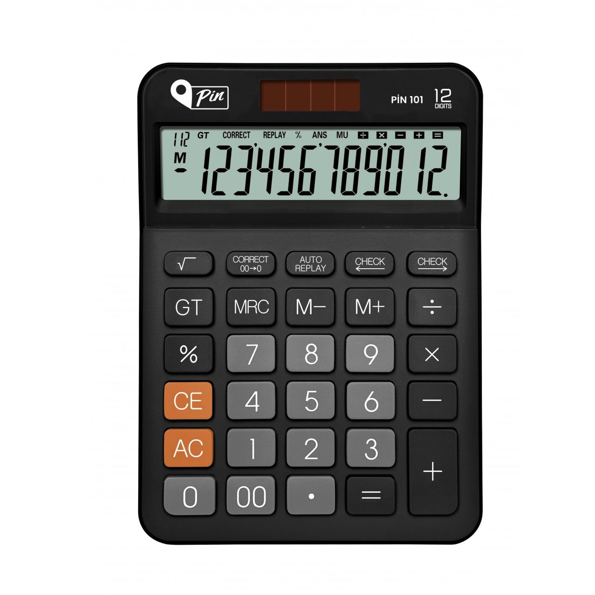 PinPin 101 12 Hane Siyah Masaüstü Hesap Makinesi GKE