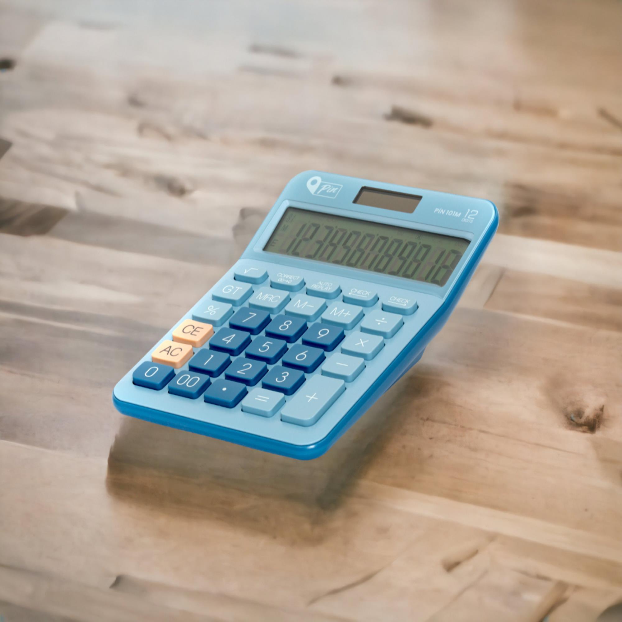 PinPin 101M 12 Hane Mavi Masaüstü Hesap Makinesi  GKE
