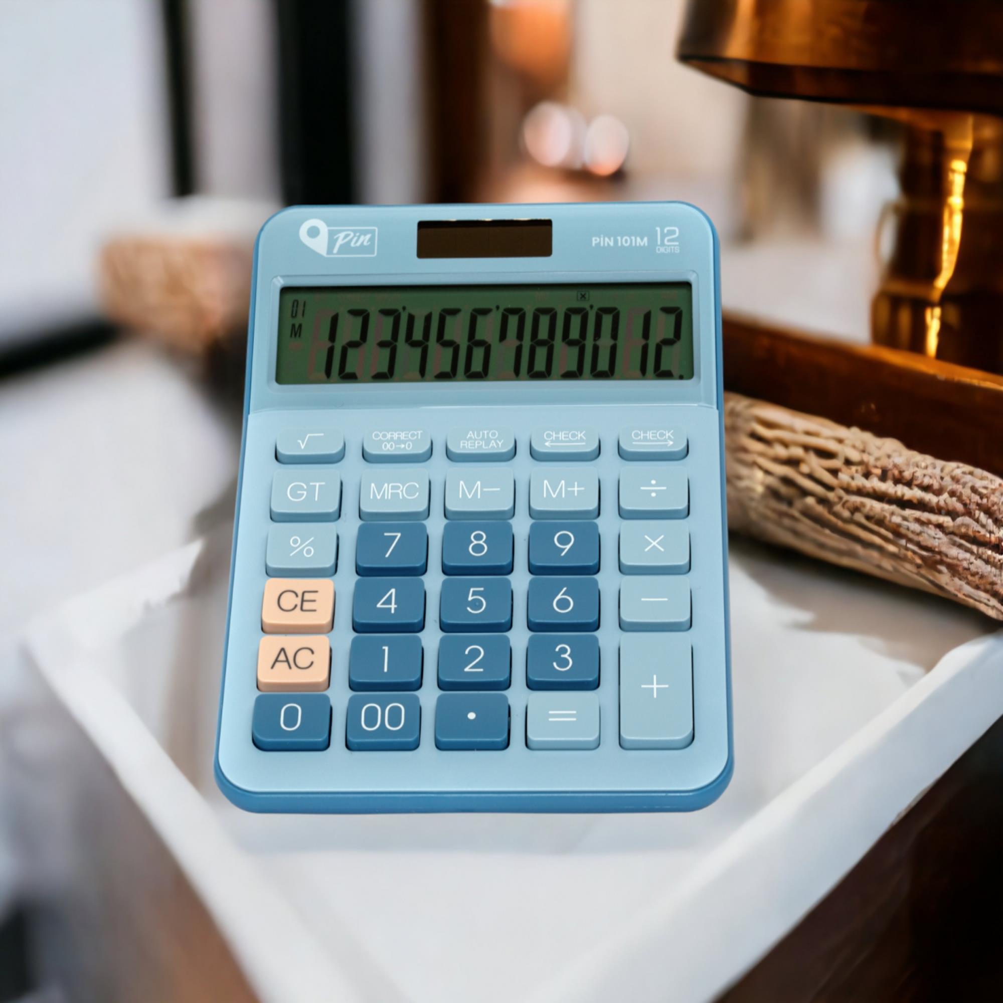 PinPin 101M 12 Hane Mavi Masaüstü Hesap Makinesi  GKE