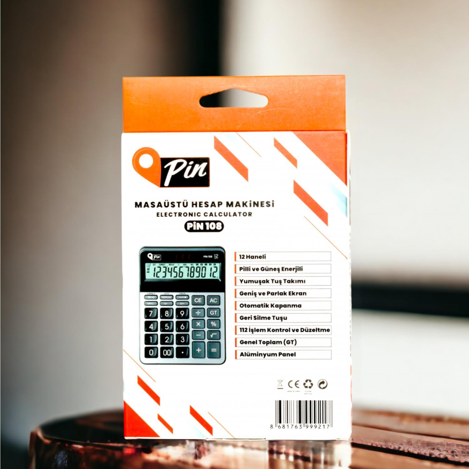 PinPin 108 12 Hane Masaüstü Hesap Makinesi GKE