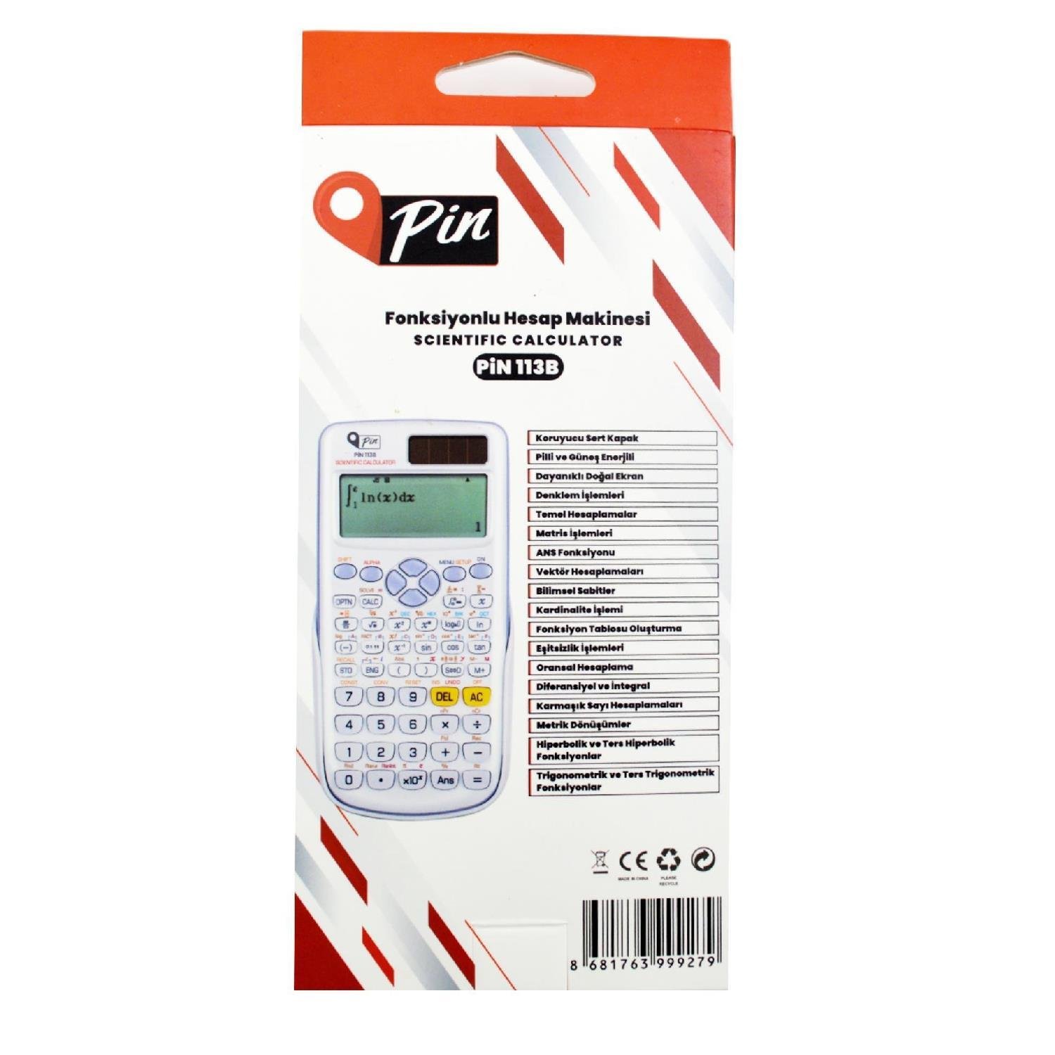 PinPin 113B Beyaz 552 Bilimsel Fonksiyonlu Hesap Makinesi GKE