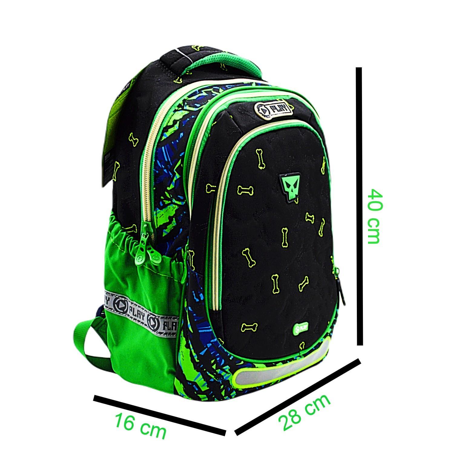 PlayPlay Maxx Bone 3 Bölmeli Okul Sırt Çantası Siyah (161837)