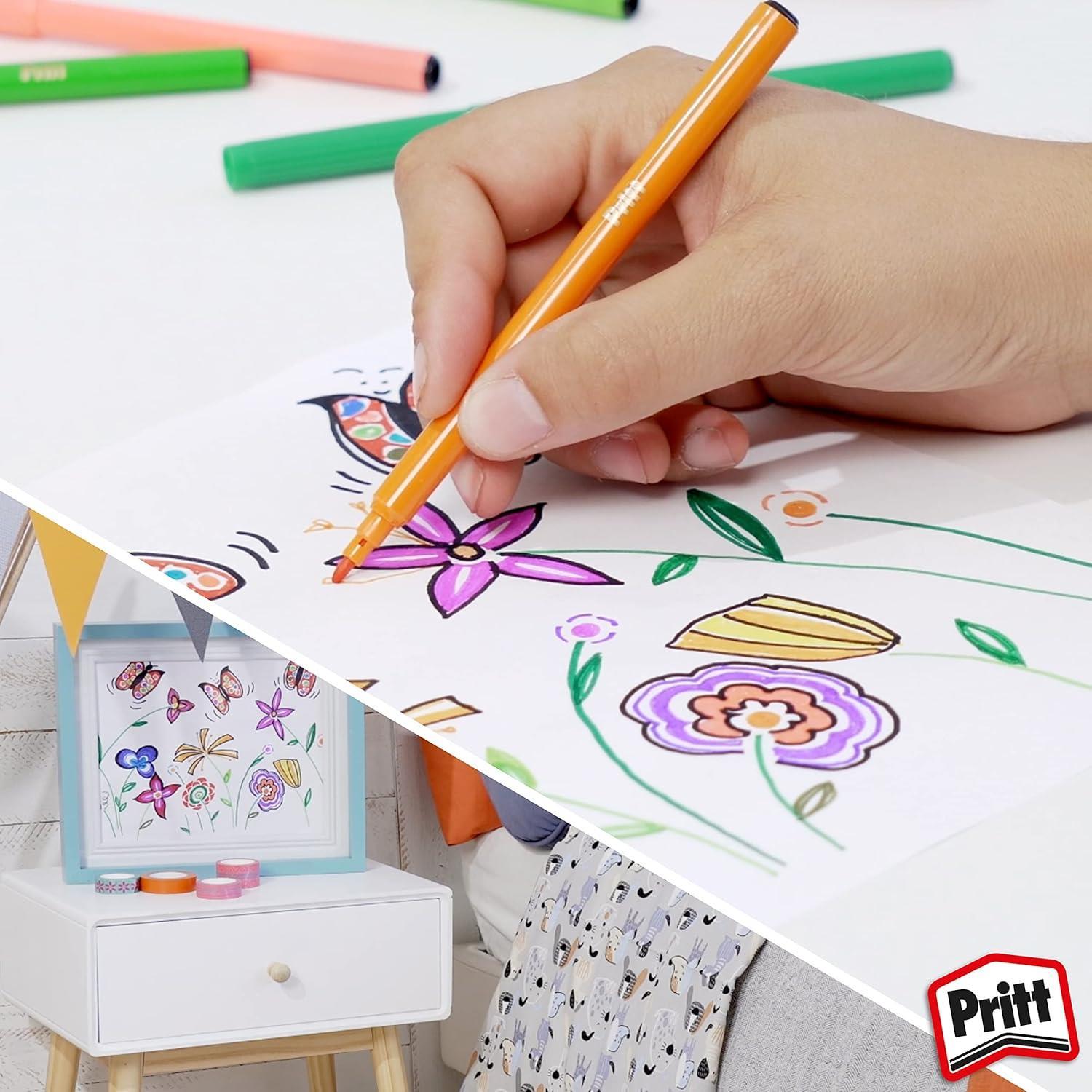 PrittPritt Boyama Seti Kuru Sulu Pastel Keçeli ve 43 Gr Stick Yapıştırıcı Kırtasiye Seti