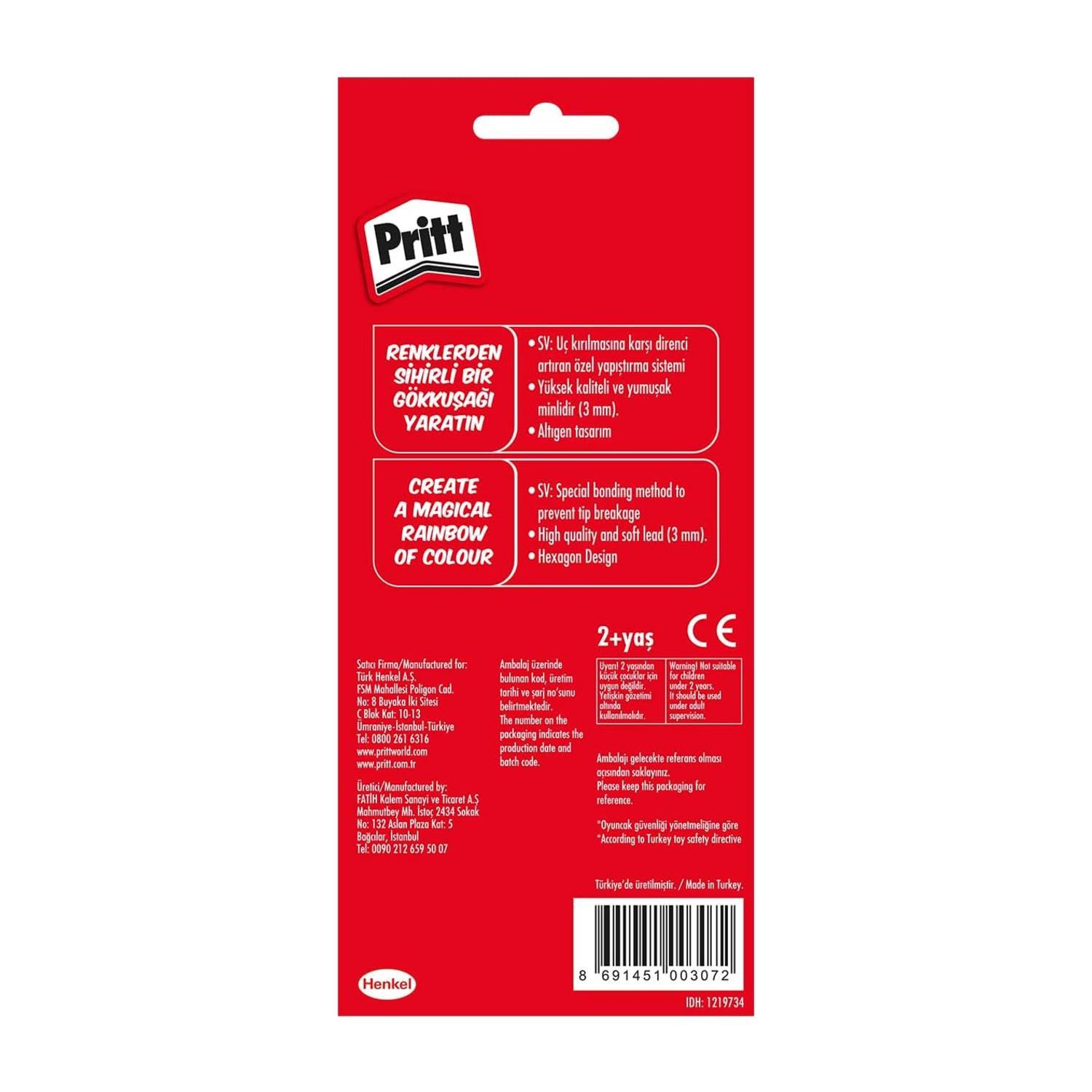 PrittPritt Karton Kutu Tam Boy Kuru Boya 12 Renk (1219734)